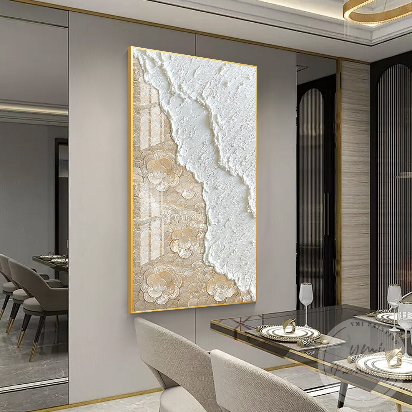 Modern vertical abstract texture painting