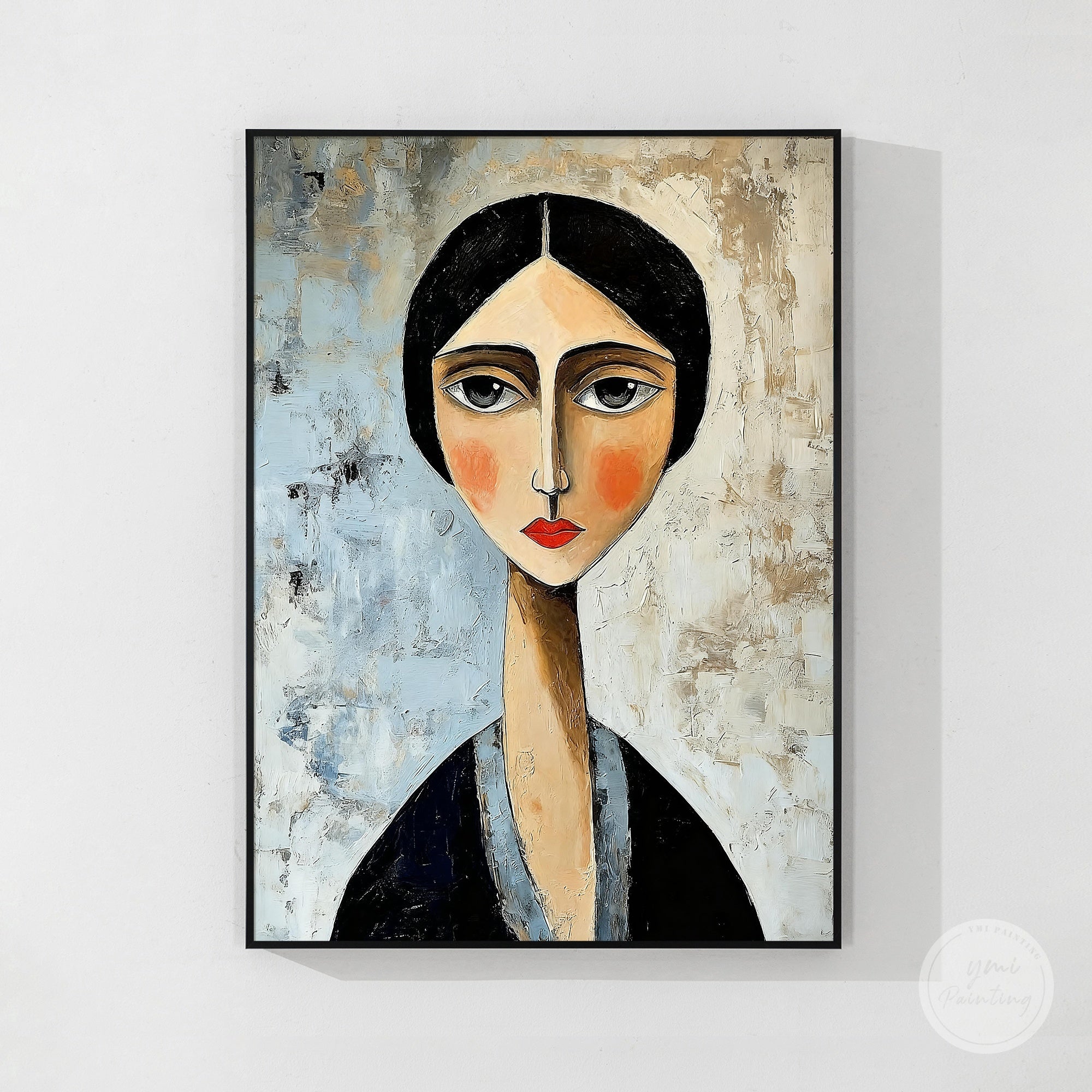 artistic woman face painting contemporary canvas