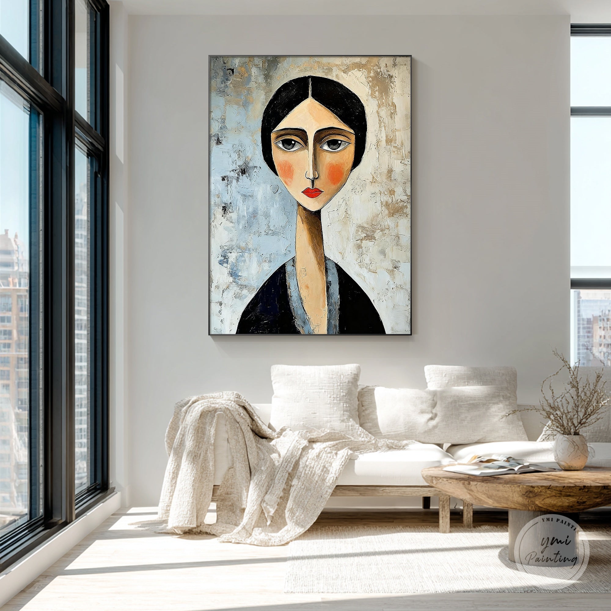 modern figurative face painting minimalist decor