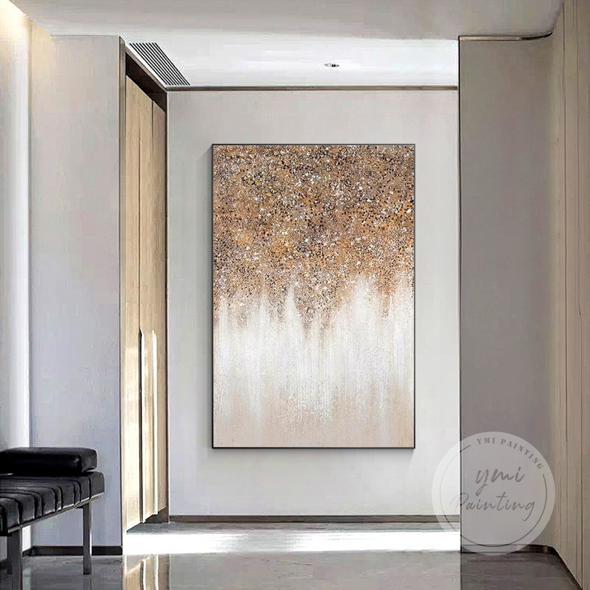 Glittery brown abstract painting