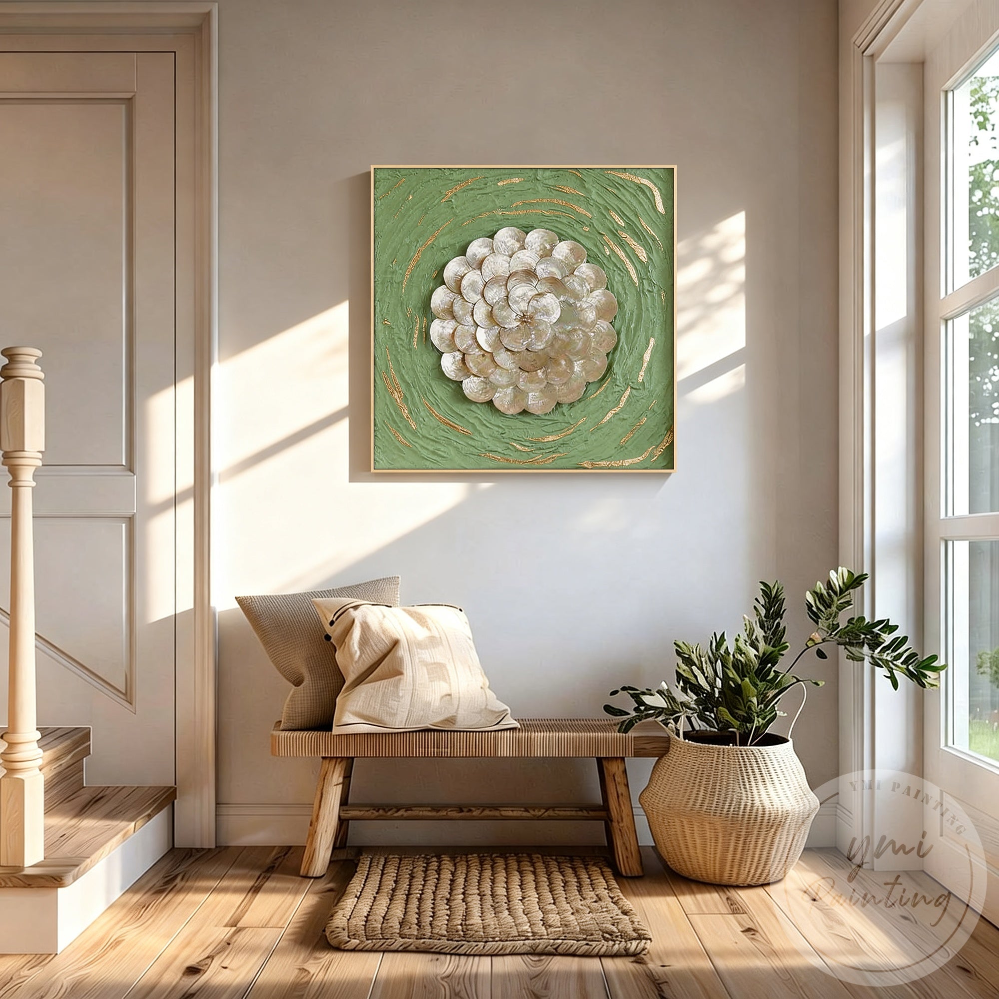 Modern shell flower sculptural wall art design