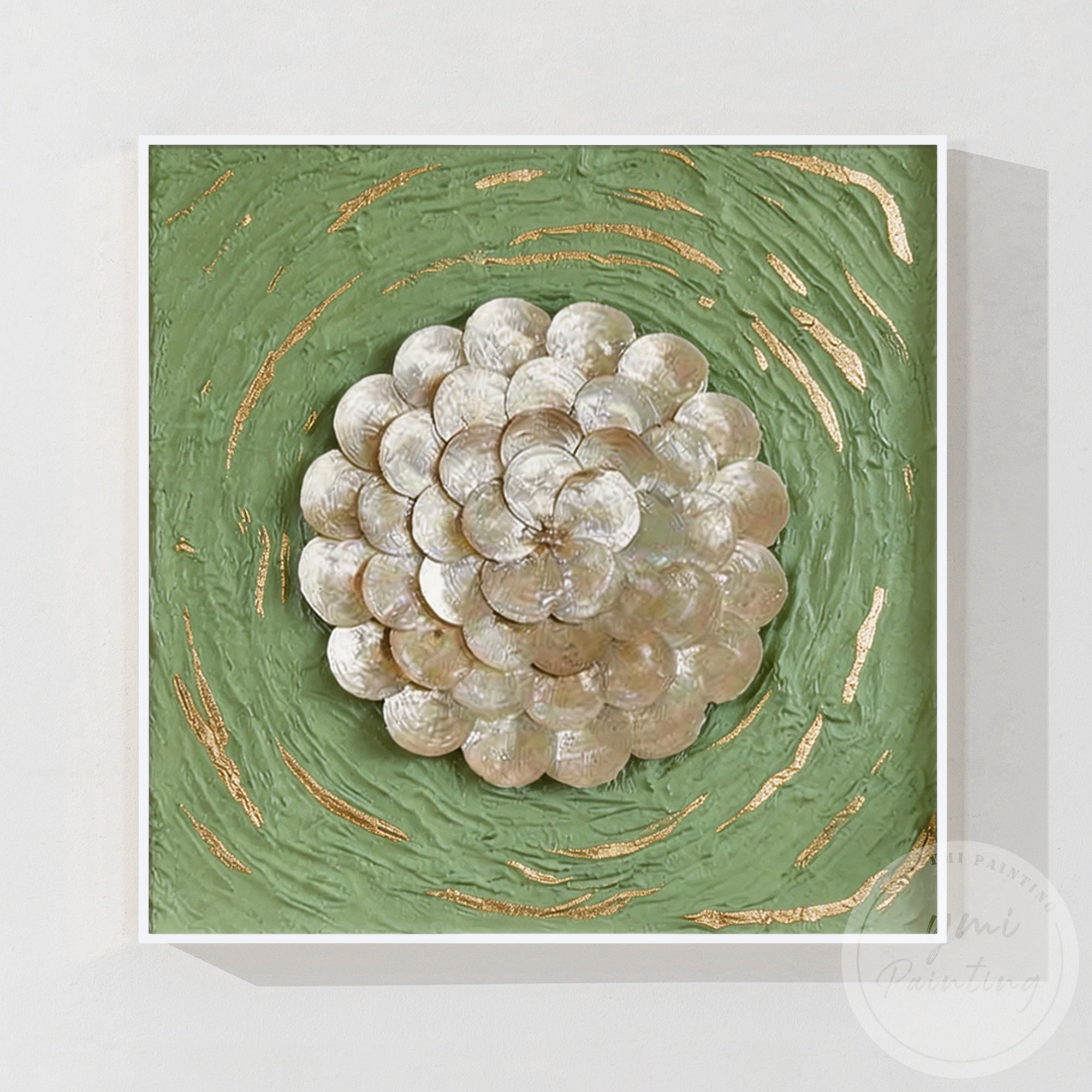 Green abstract floral texture modern artwork