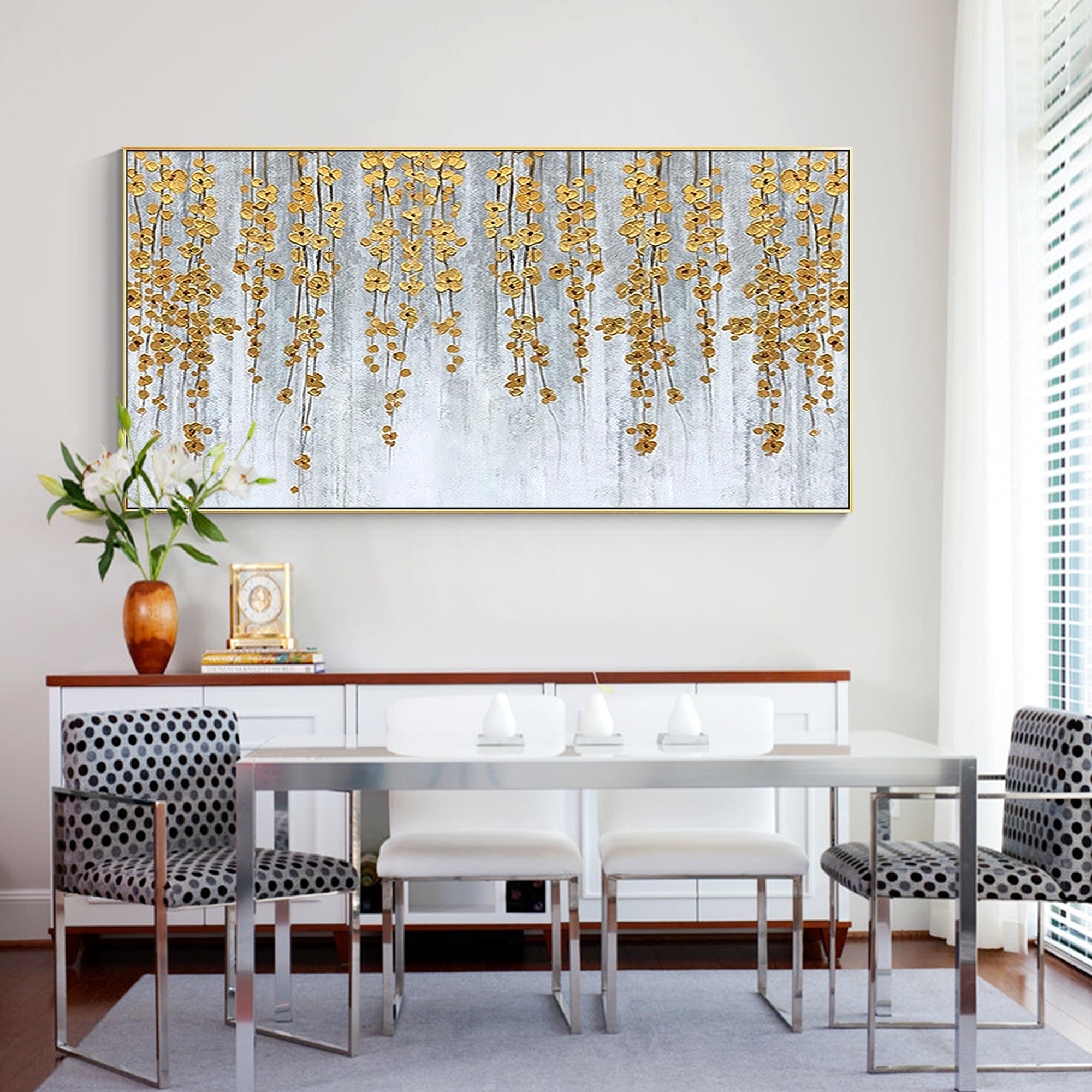 Modern Gold Flower Abstract Painting