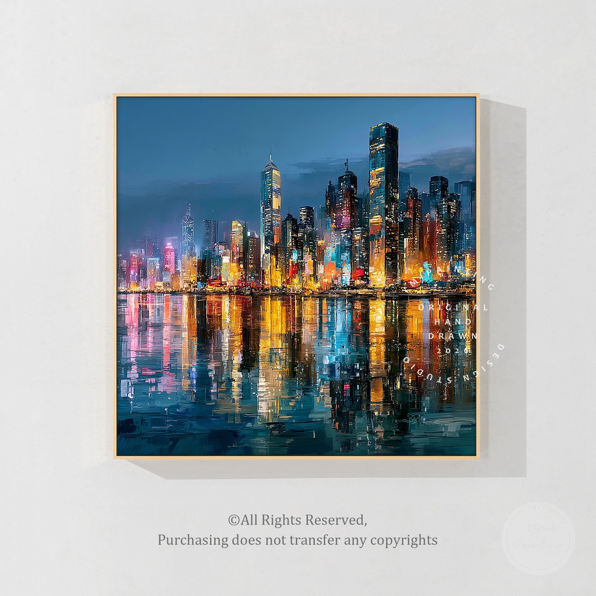 Luxury Hong Kong travel inspired skyline painting