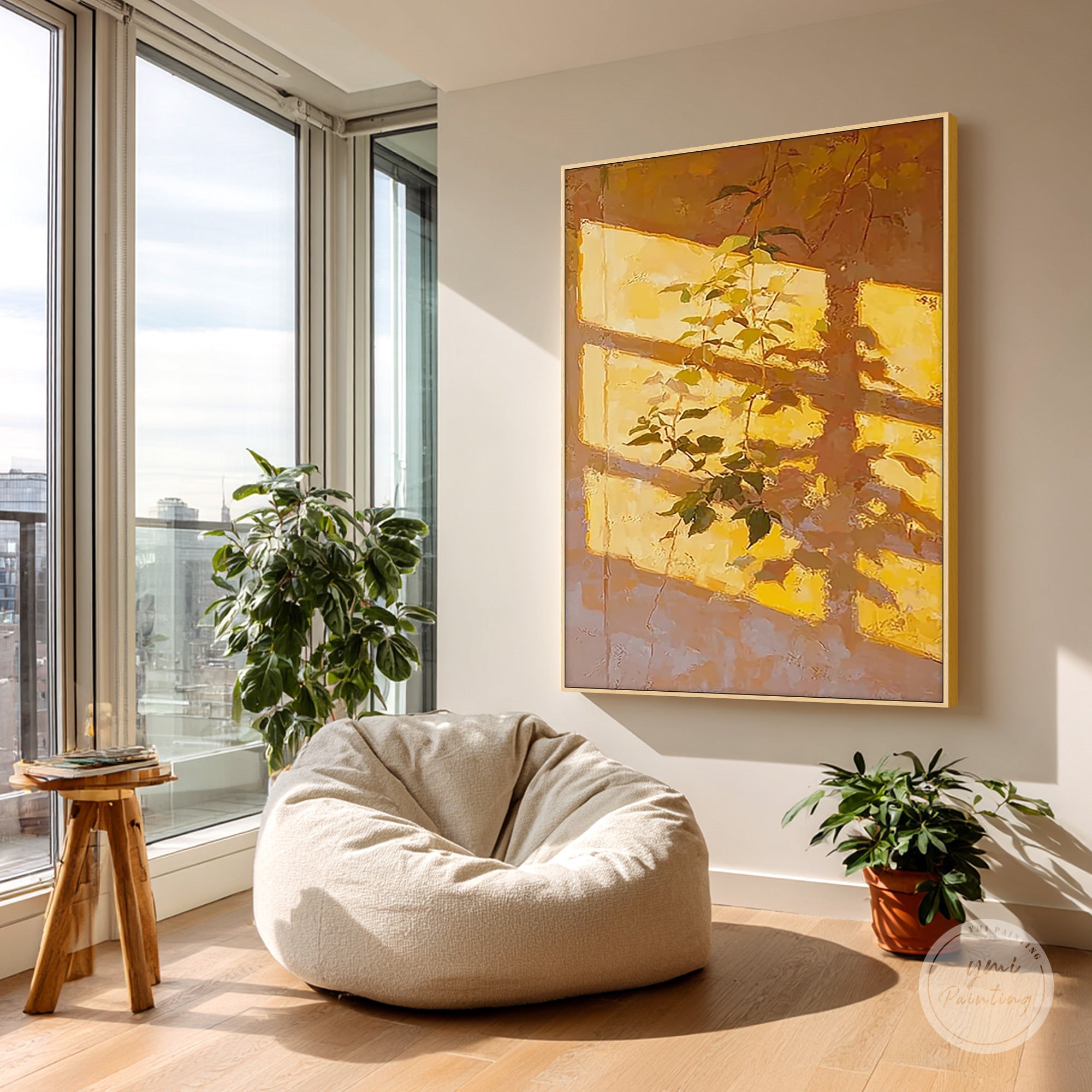 Contemporary golden abstract decor art