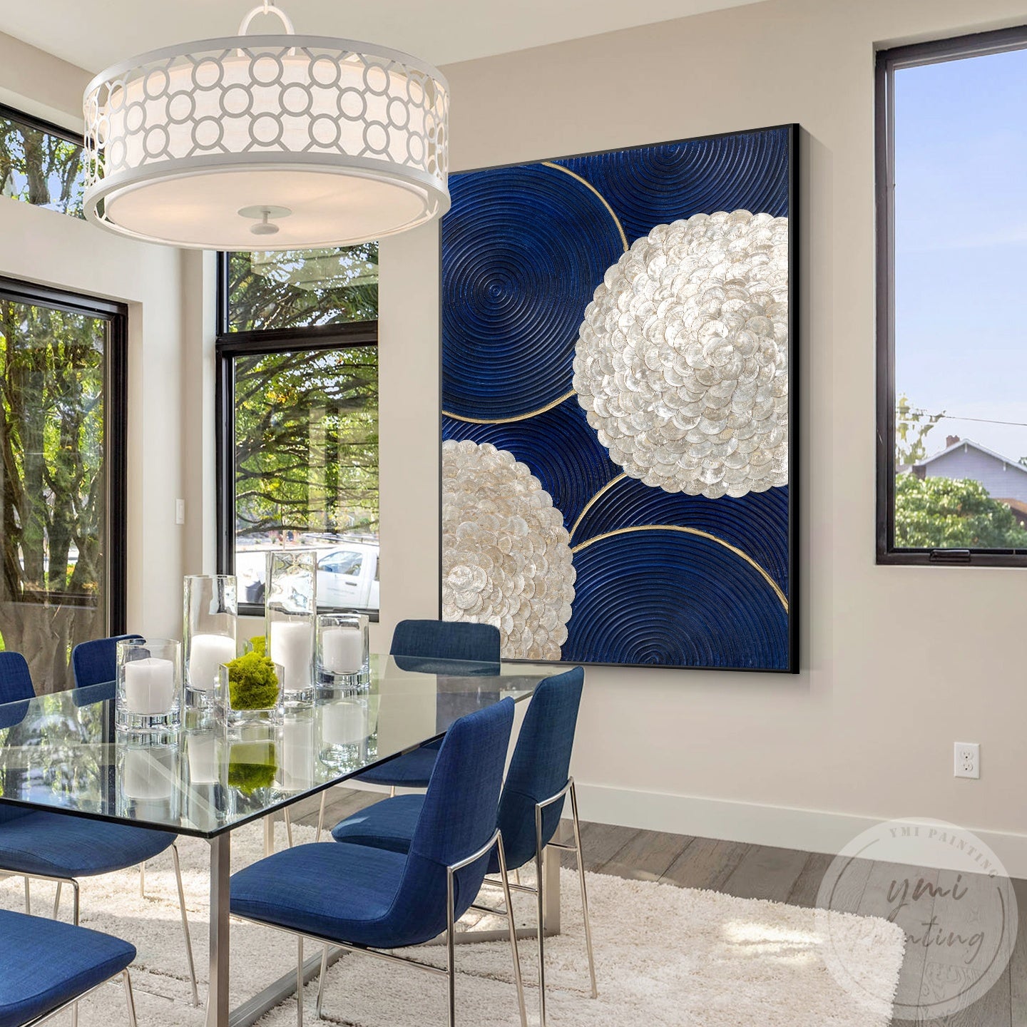 Metallic gold accent abstract circular wall artwork