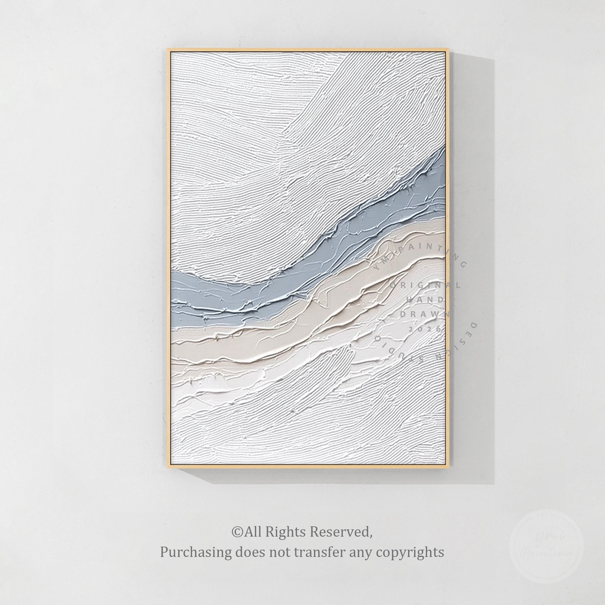 Neutral organic relief abstract painting with layered texture