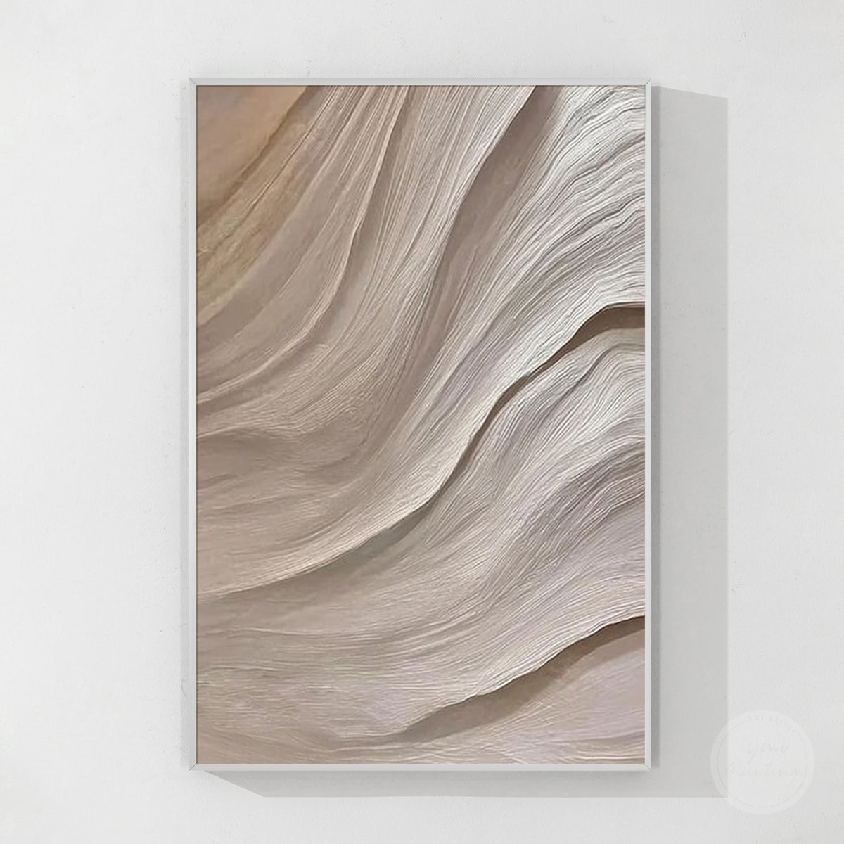 Ivory beige textured canvas with flowing organic forms