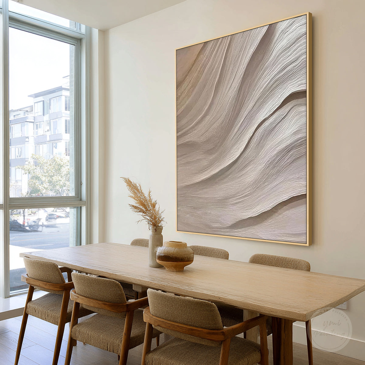 Contemporary neutral textured wall art painting