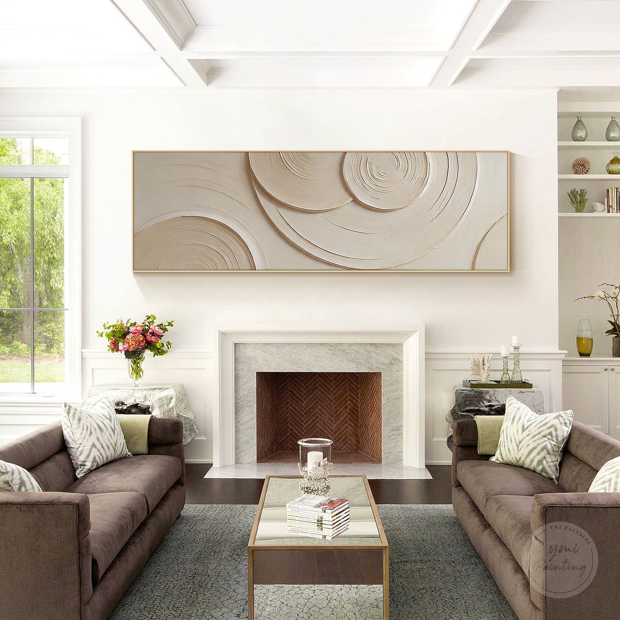 Soft neutral geometric texture painting artwork