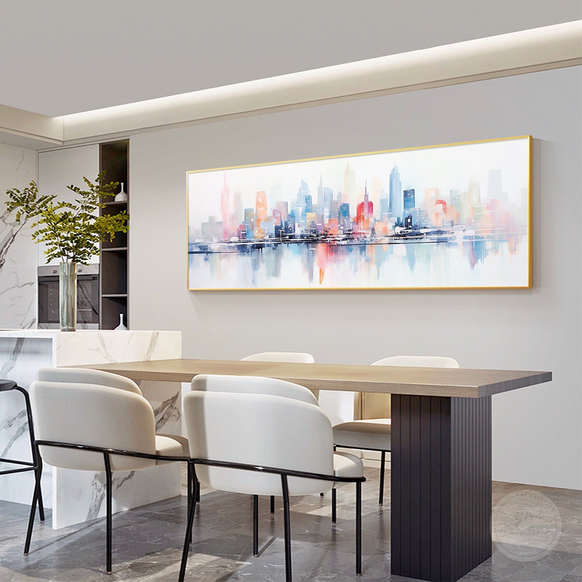 Large panoramic cityscape canvas art