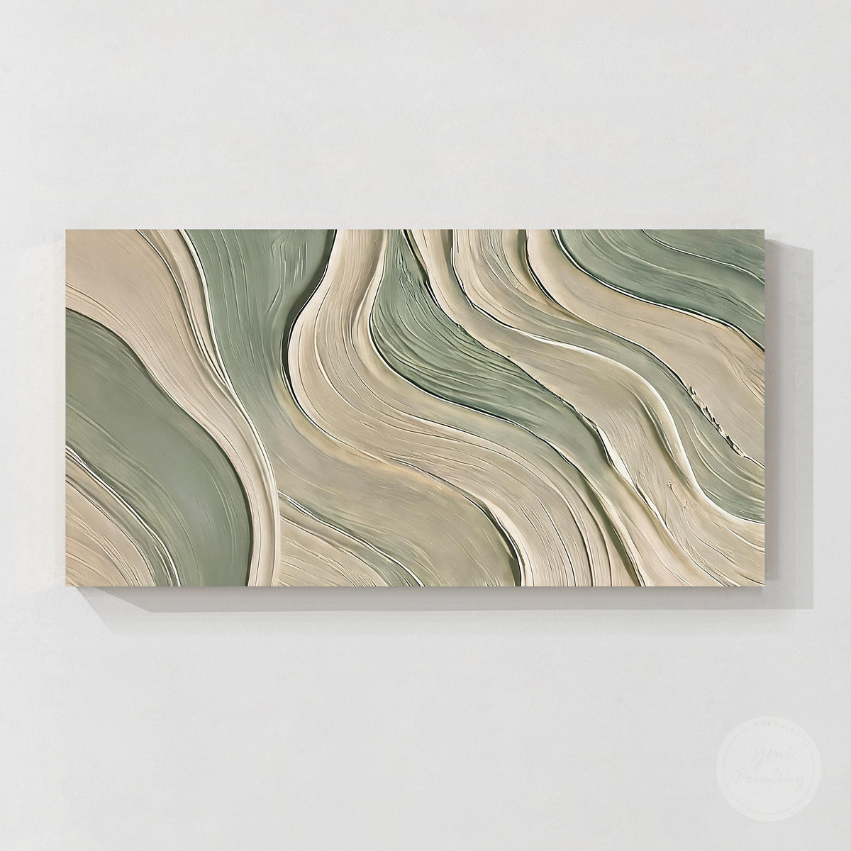 Contemporary textured abstract wall decor in green and beige