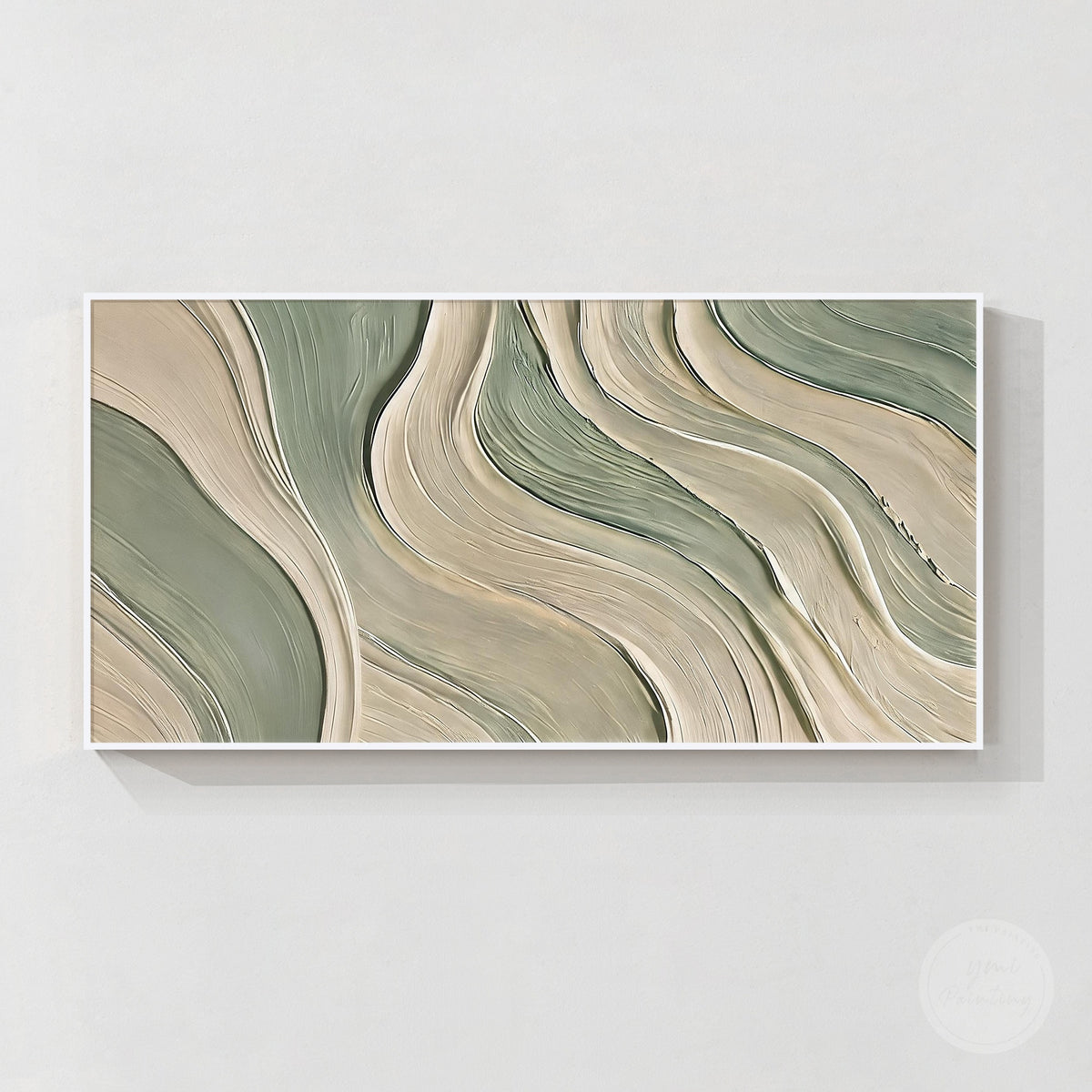 Sage green beige abstract textured wall art