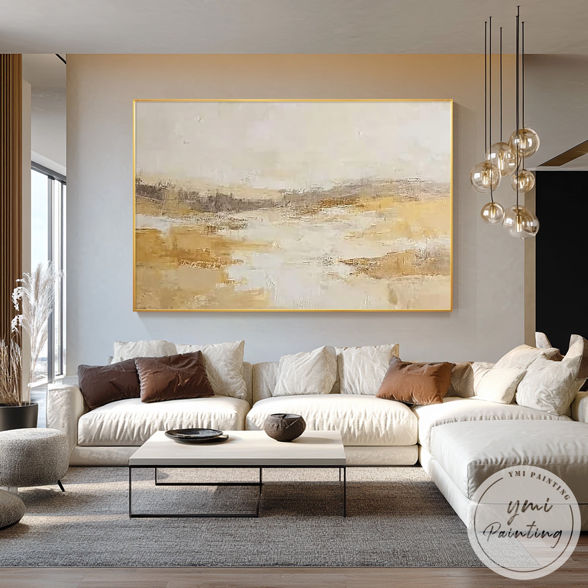 beige minimalist horizon wall art