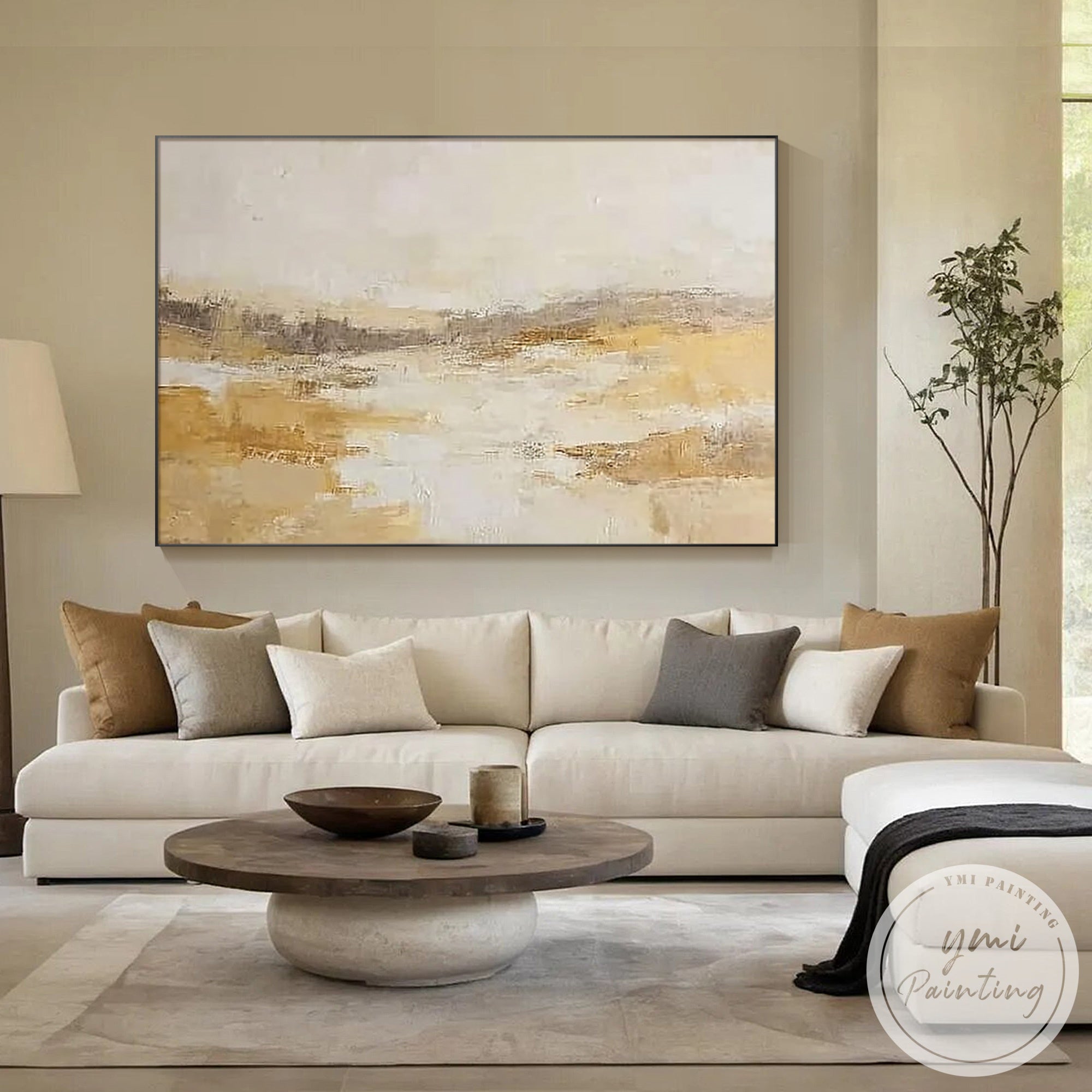 modern beige abstract wall painting