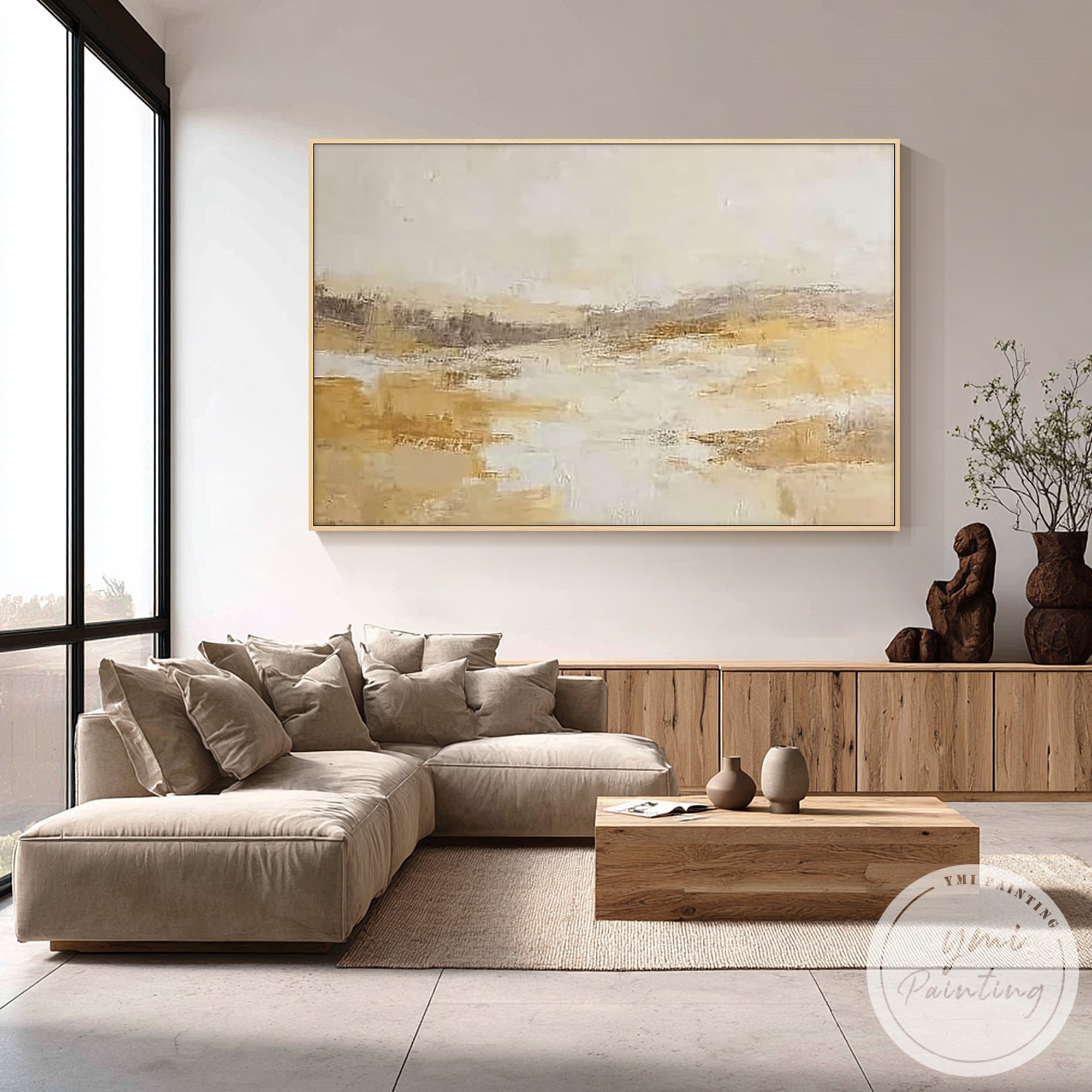 Neutral Abstract Beige Landscape Wall Art Canvas Print