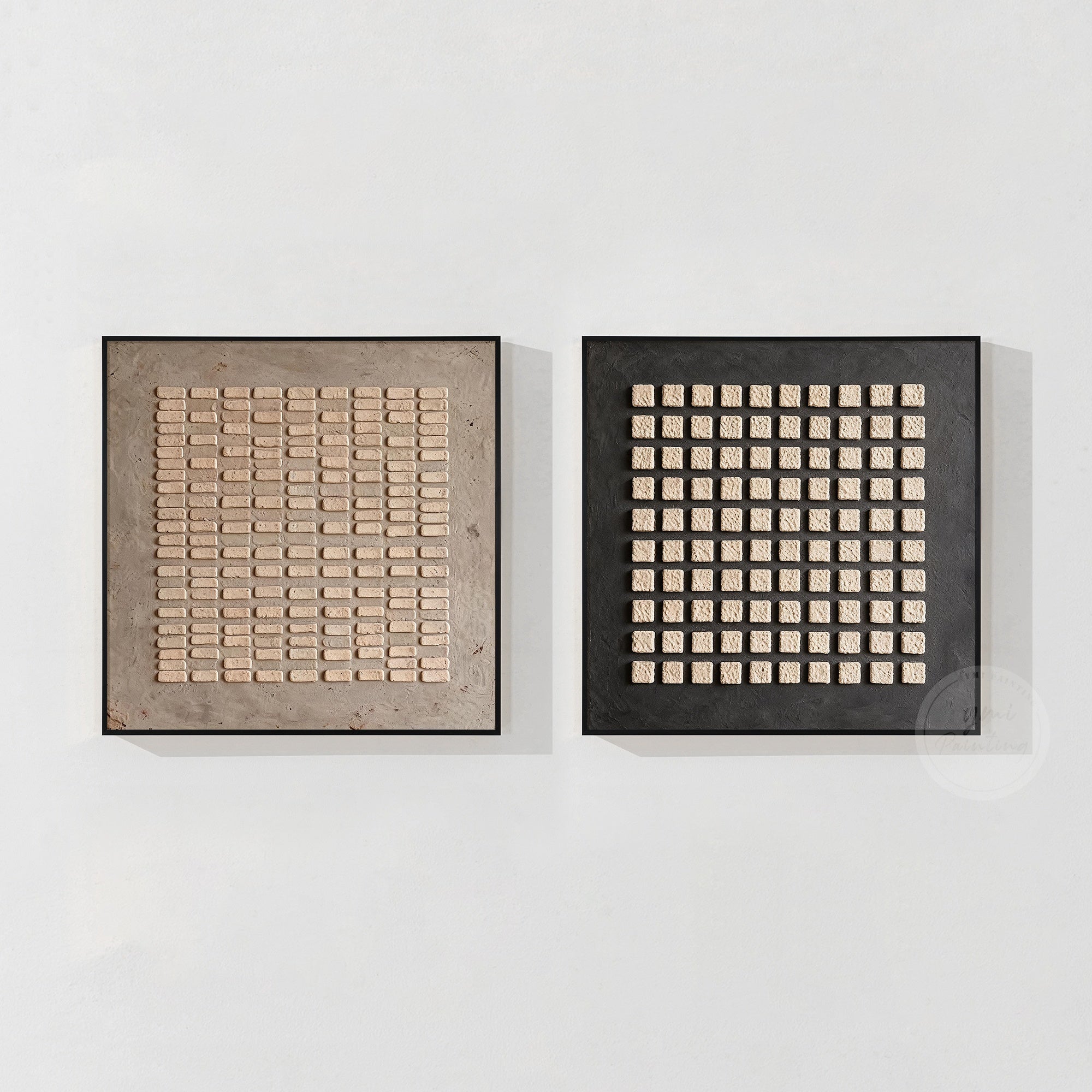Modern geometric 3D wall decor with raised blocks