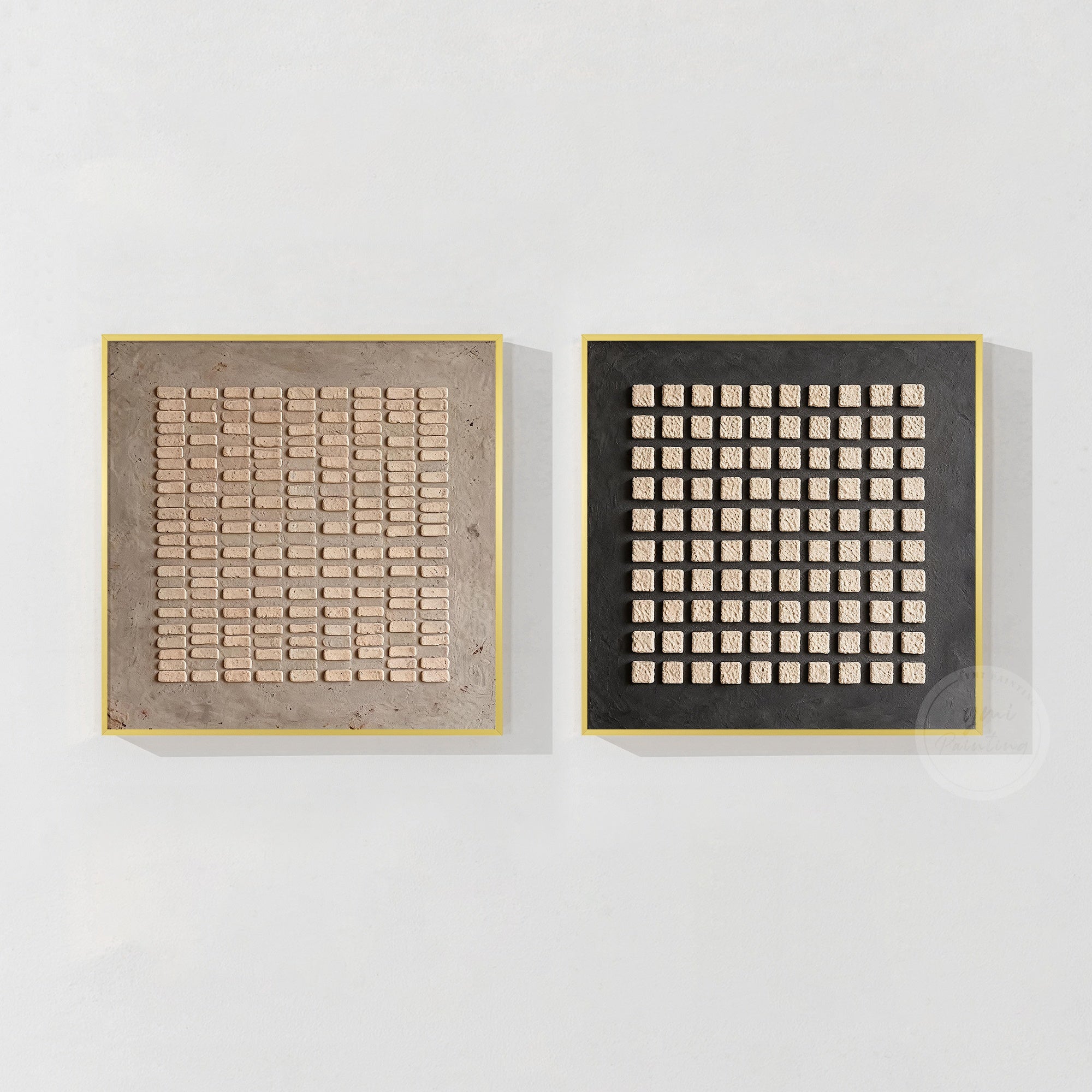 Sculptural rectangular pattern wall art set