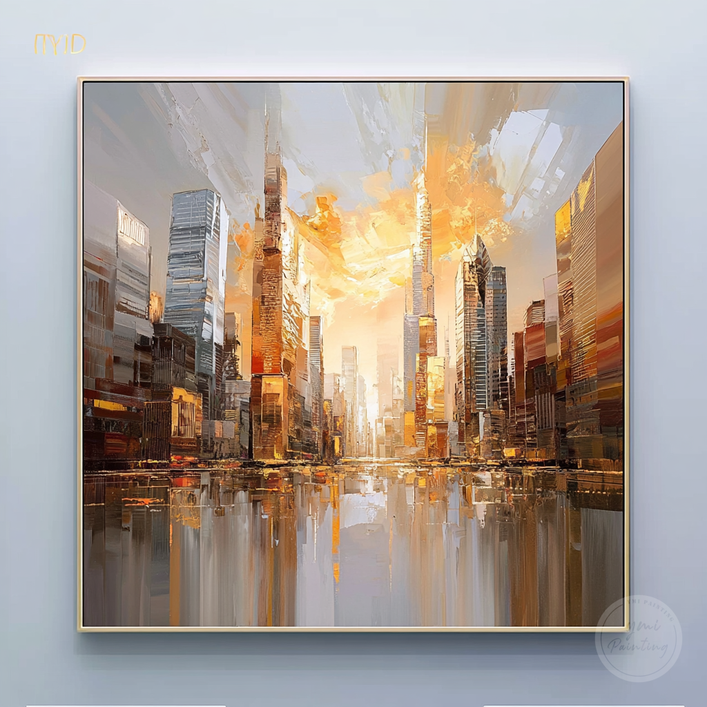 Luxury cityscape canvas artwork for modern interiors