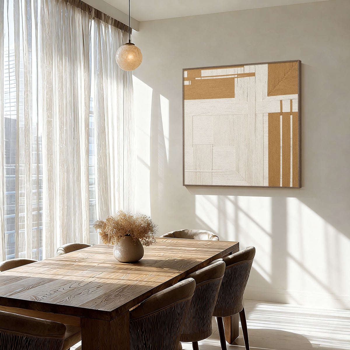 Luxury neutral woven wall decor artwork