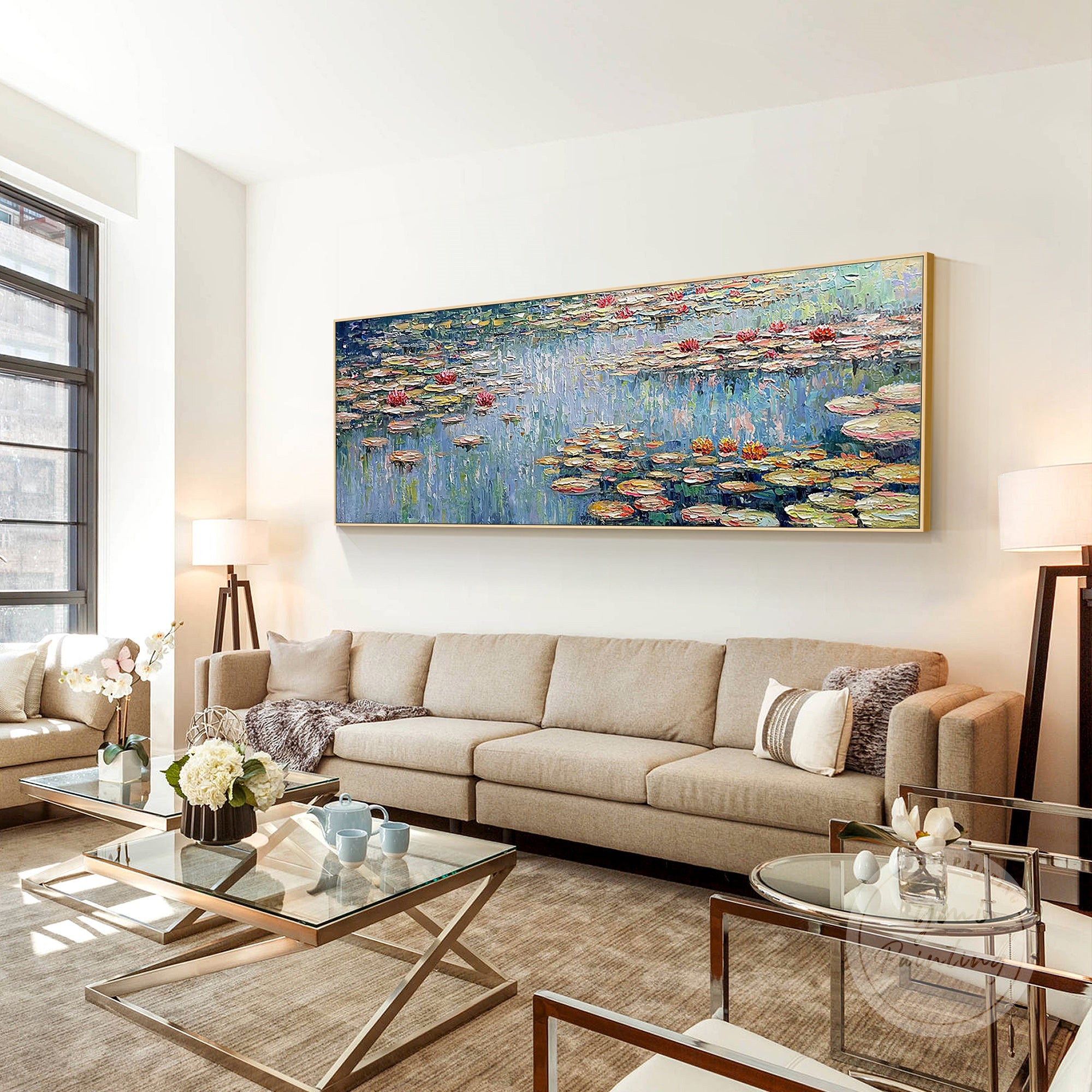 Impressionist floral art featuring water lilies, perfect for bringing nature’s serenity to your space.