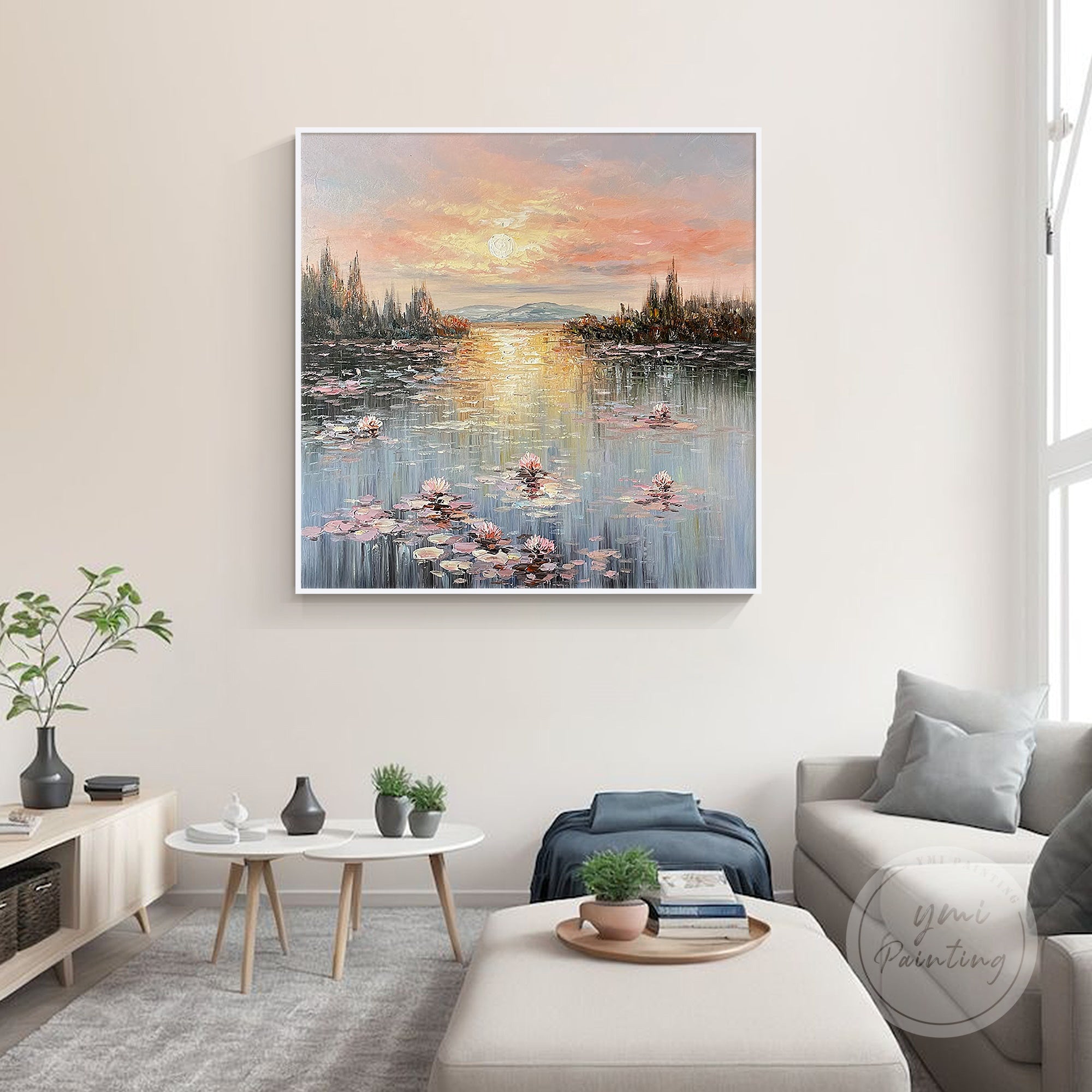 Classic Monet lotus pond painting, an elegant and timeless piece to enhance any wall.