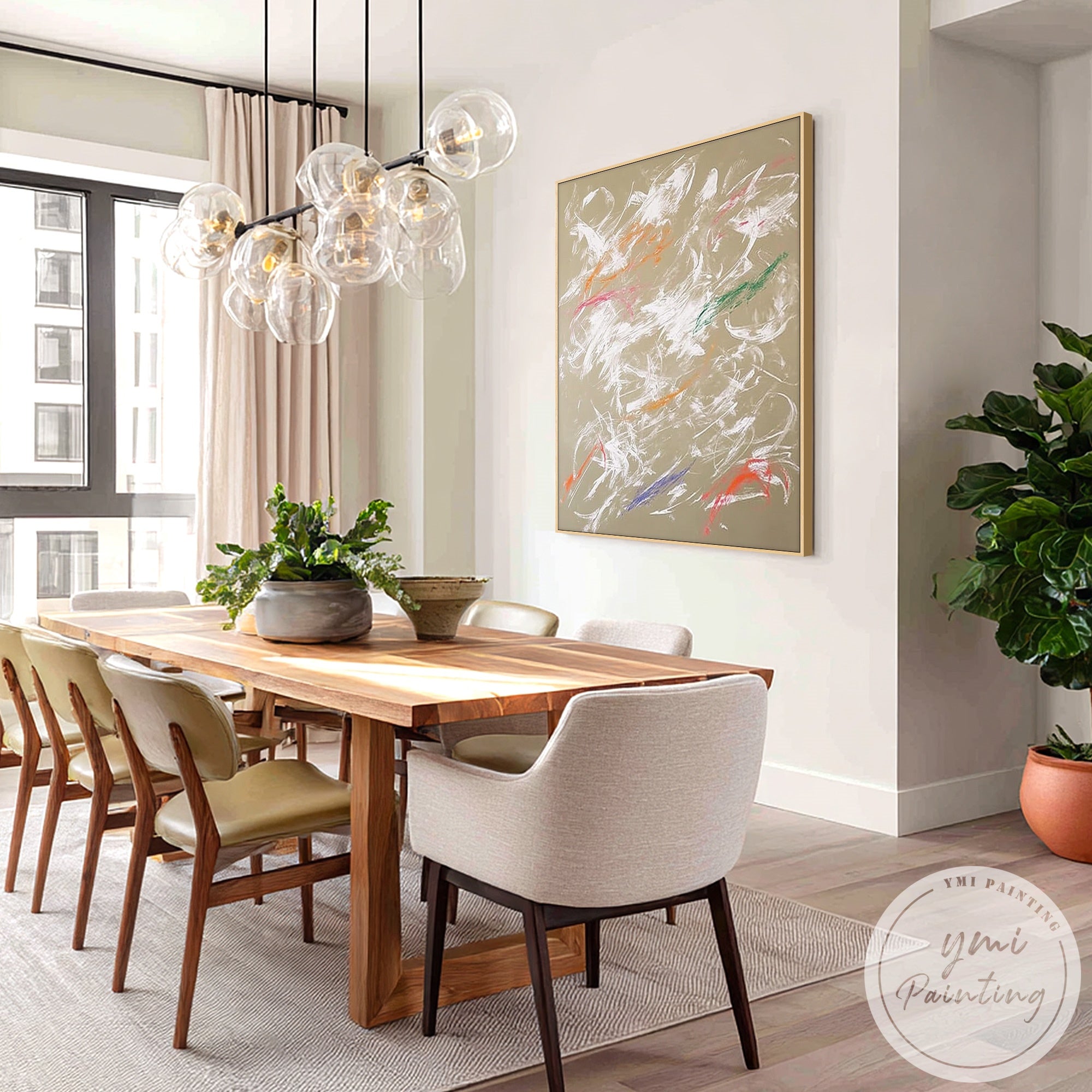 Modern abstract canvas art with expressive brush marks