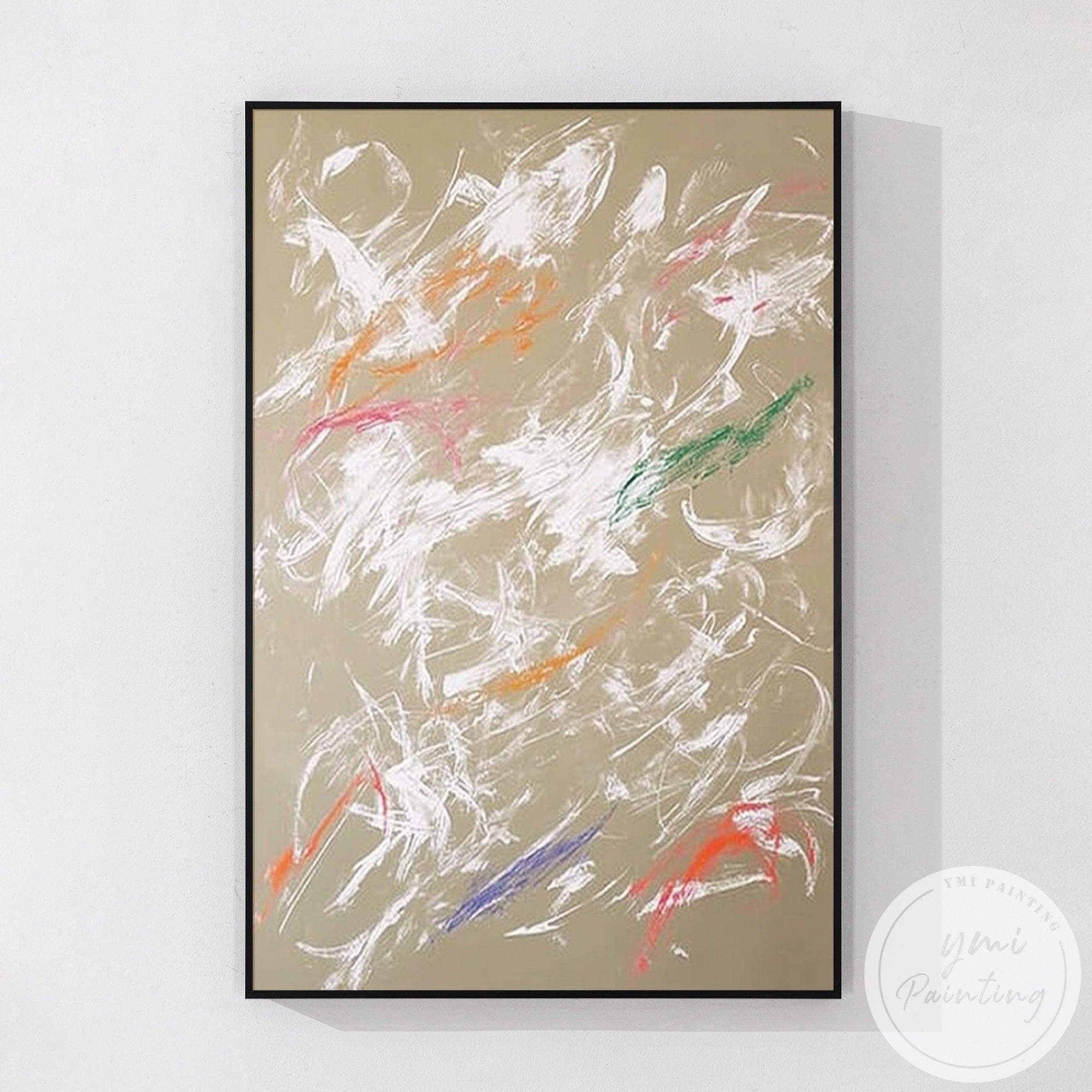 Modern neutral canvas art with artistic movement