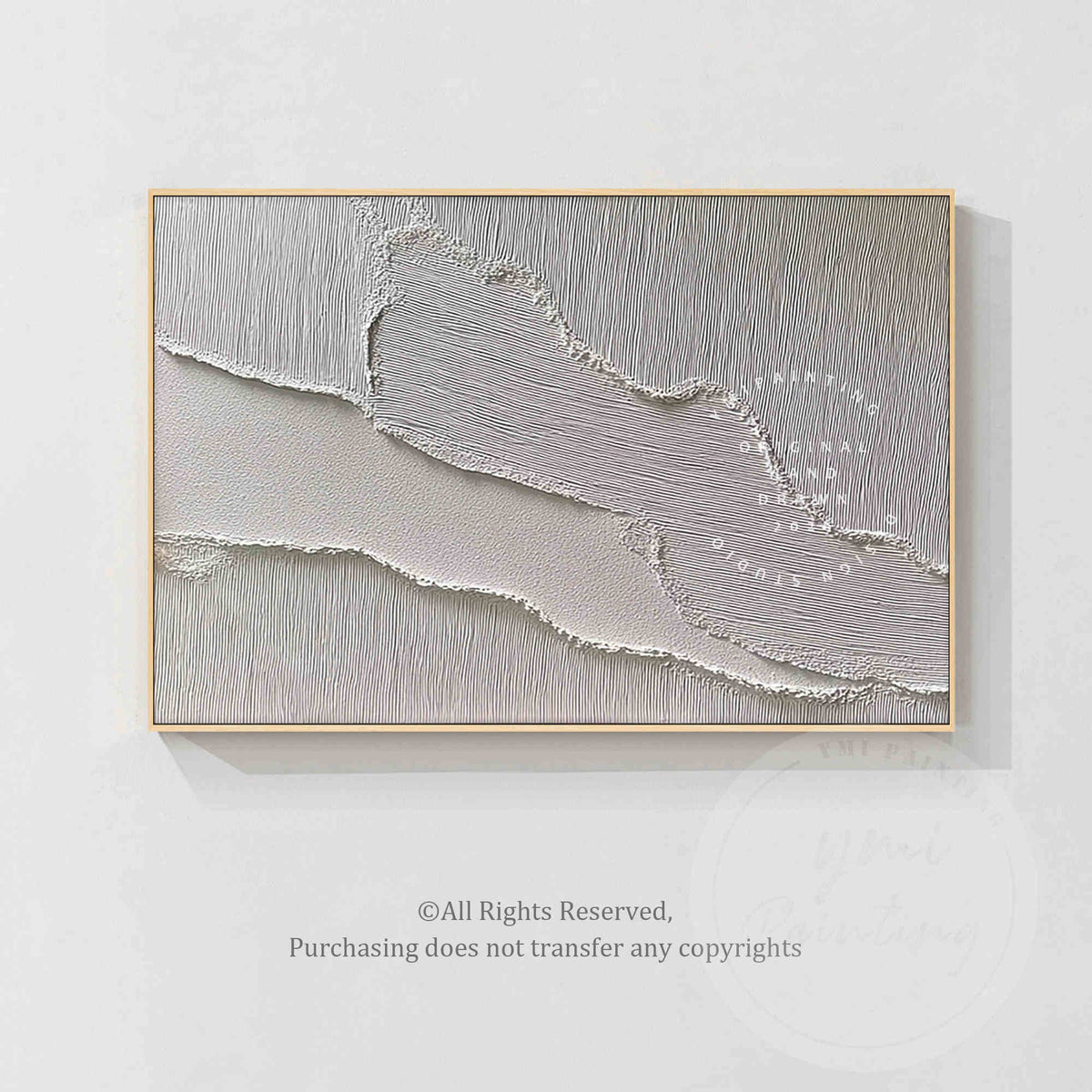 Modern white textured canvas featuring fine linear relief details.