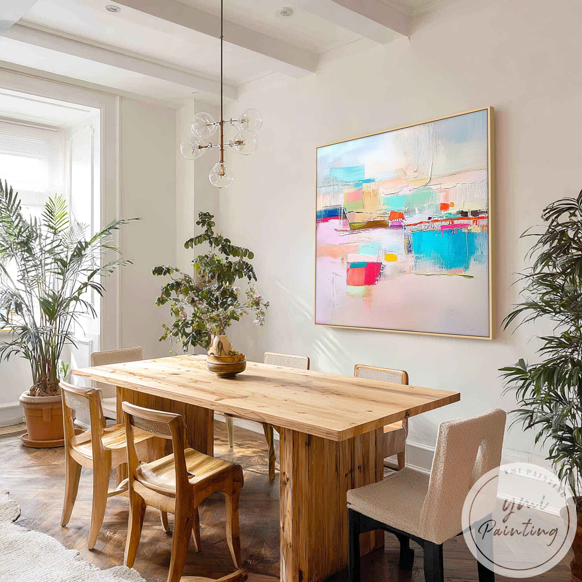 Modern textured wall decor with soft sand and cream tones