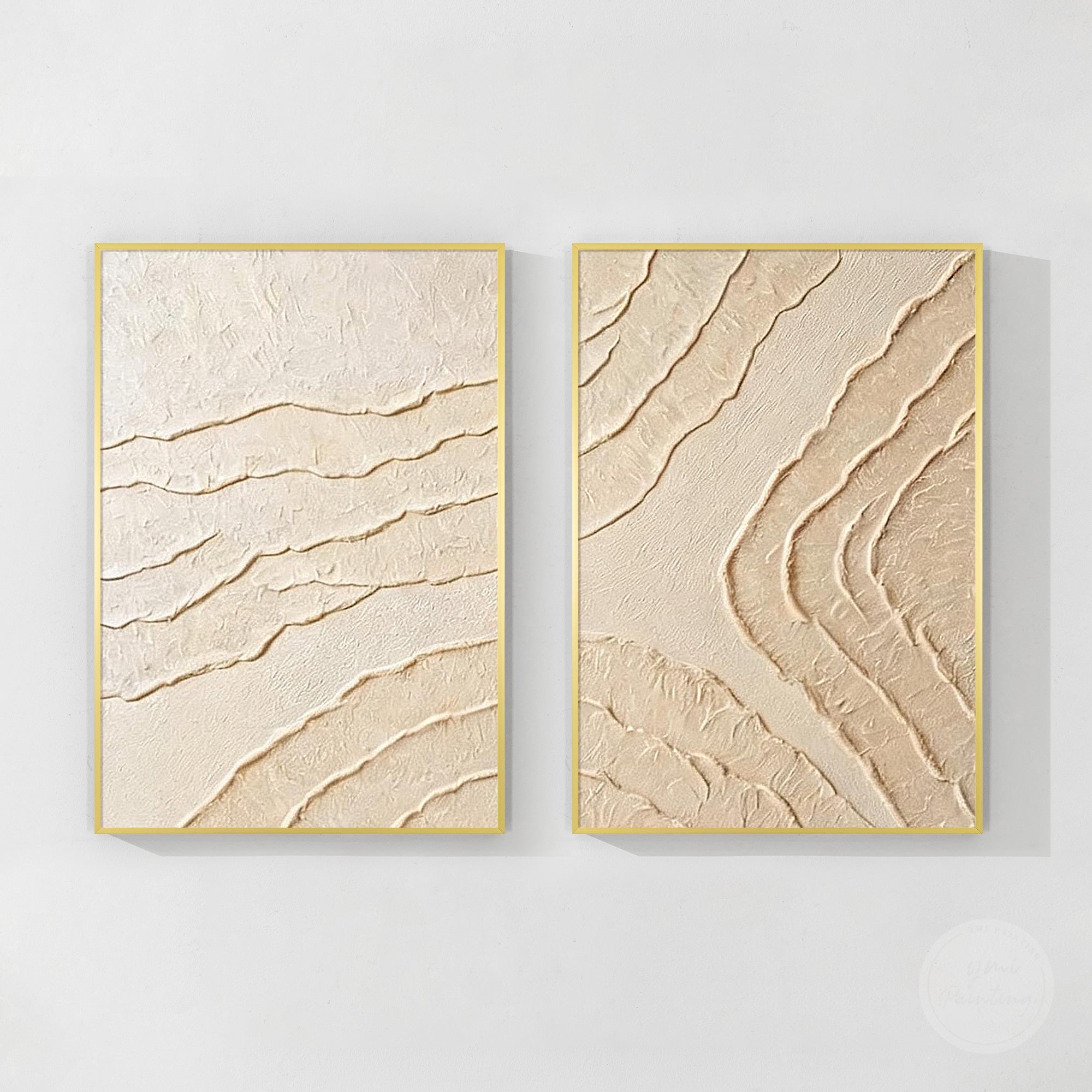 Neutral tone abstract wall painting with raised acrylic texture