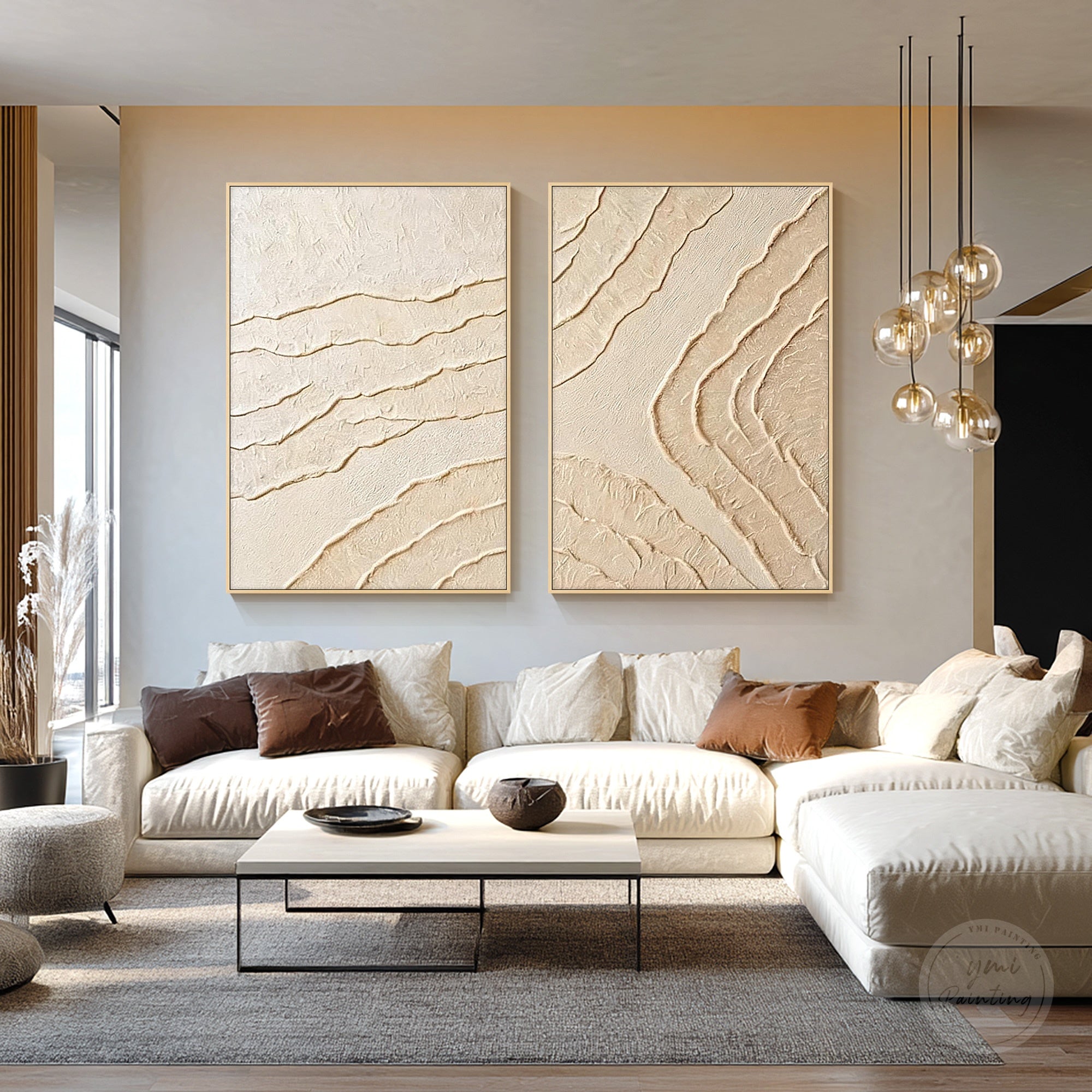 Modern organic abstract painting for neutral home decor