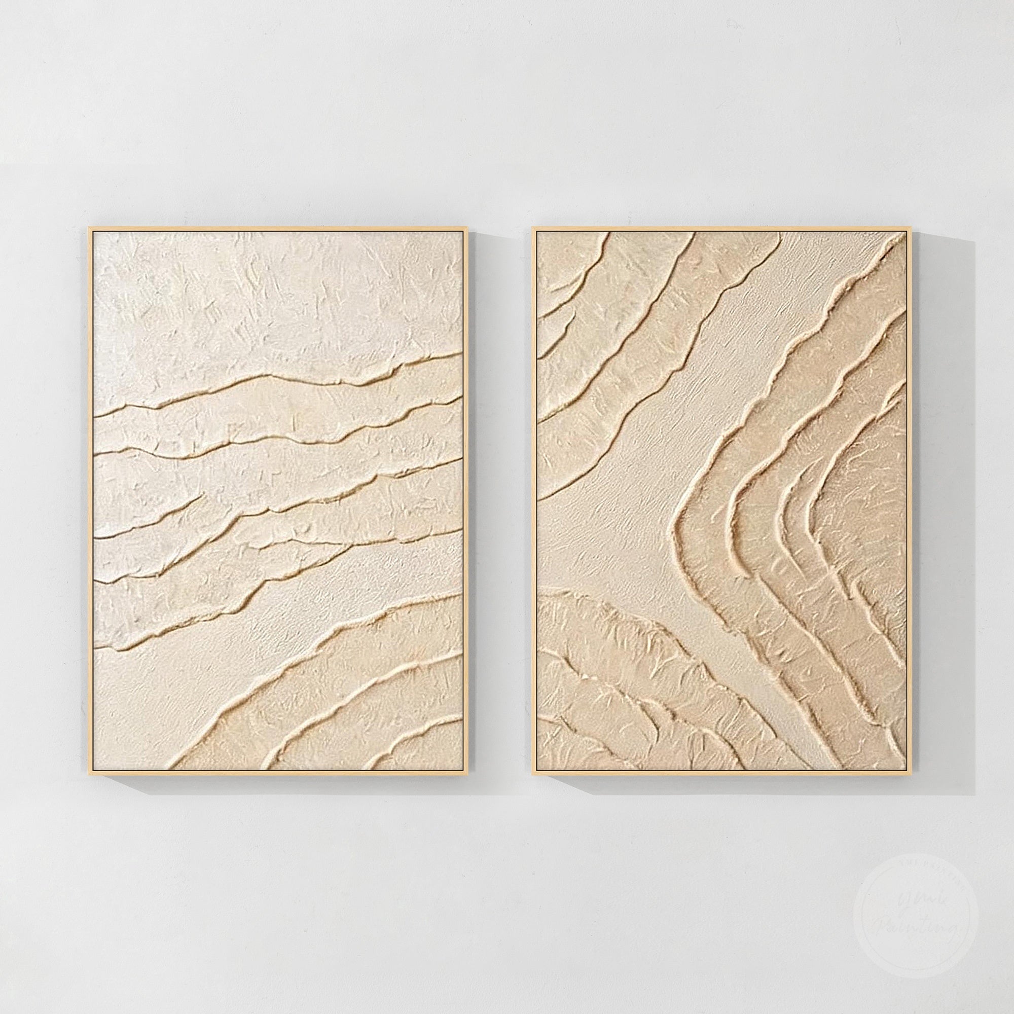 Neutral tone abstract wall painting with raised acrylic texture
