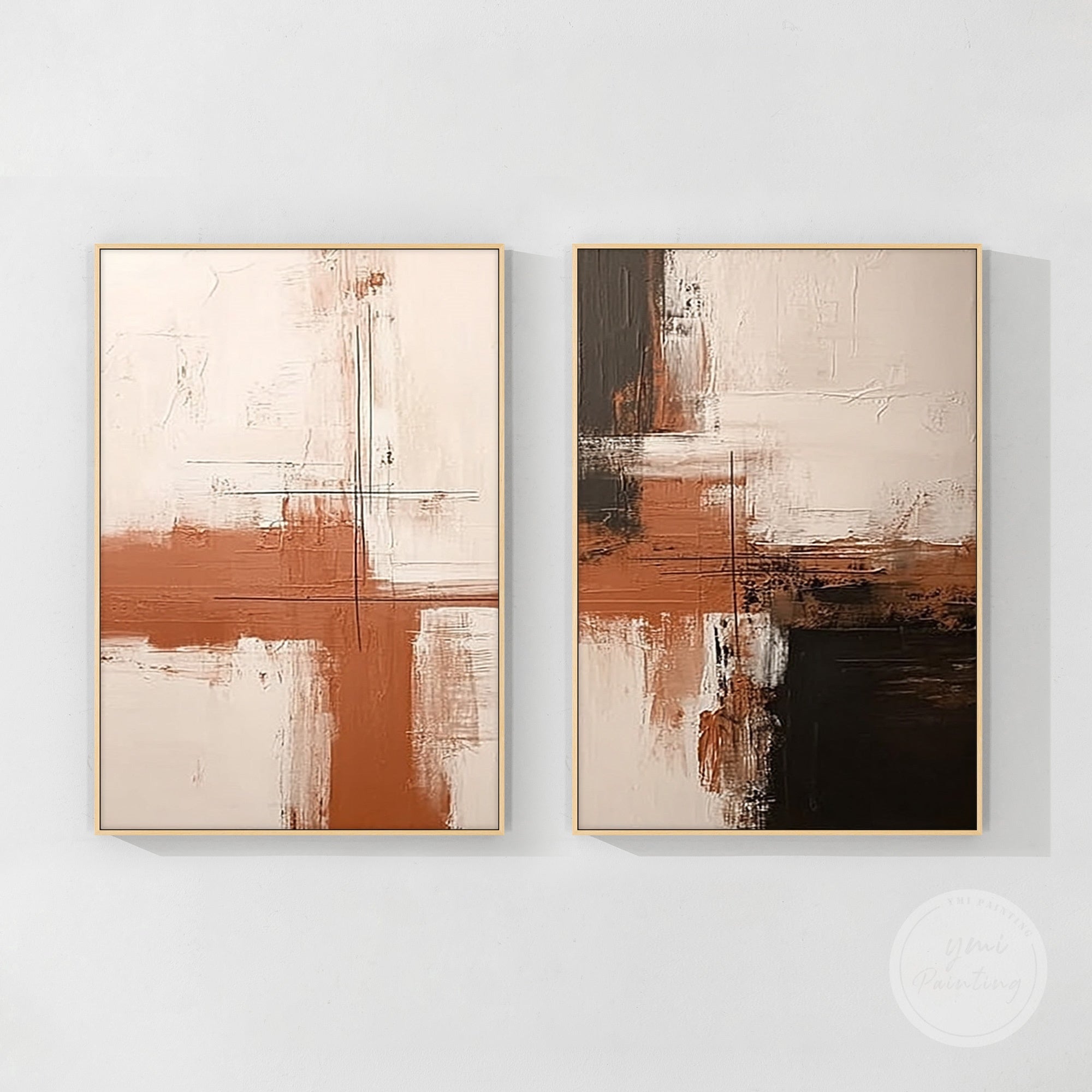 Contemporary abstract canvas art set for living rooms, offices, or lobbies.