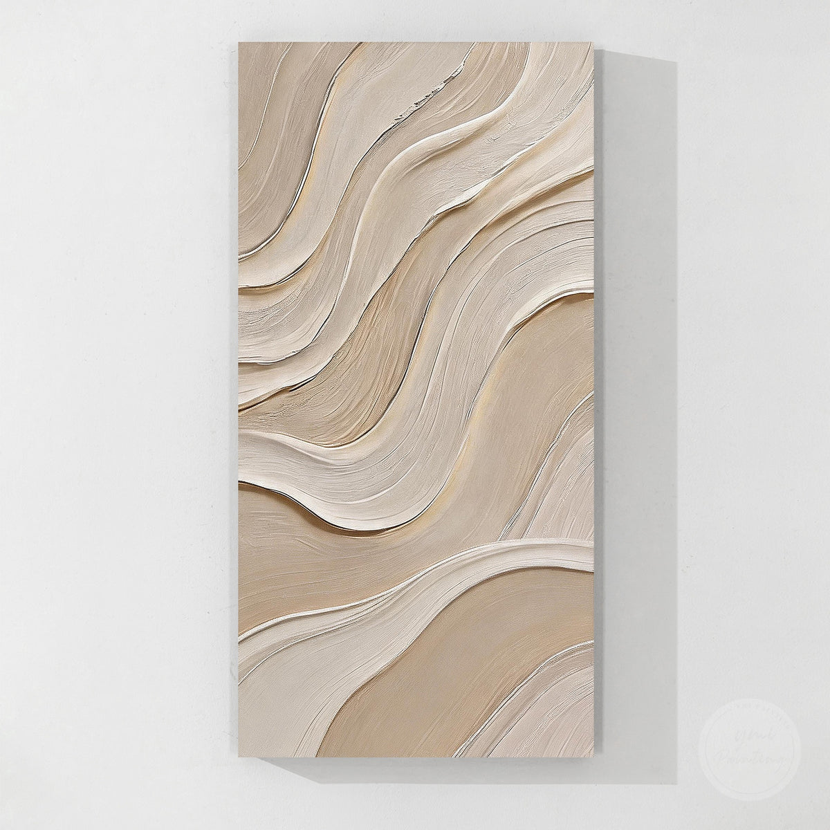 Modern neutral abstract artwork in beige taupe and ivory tones