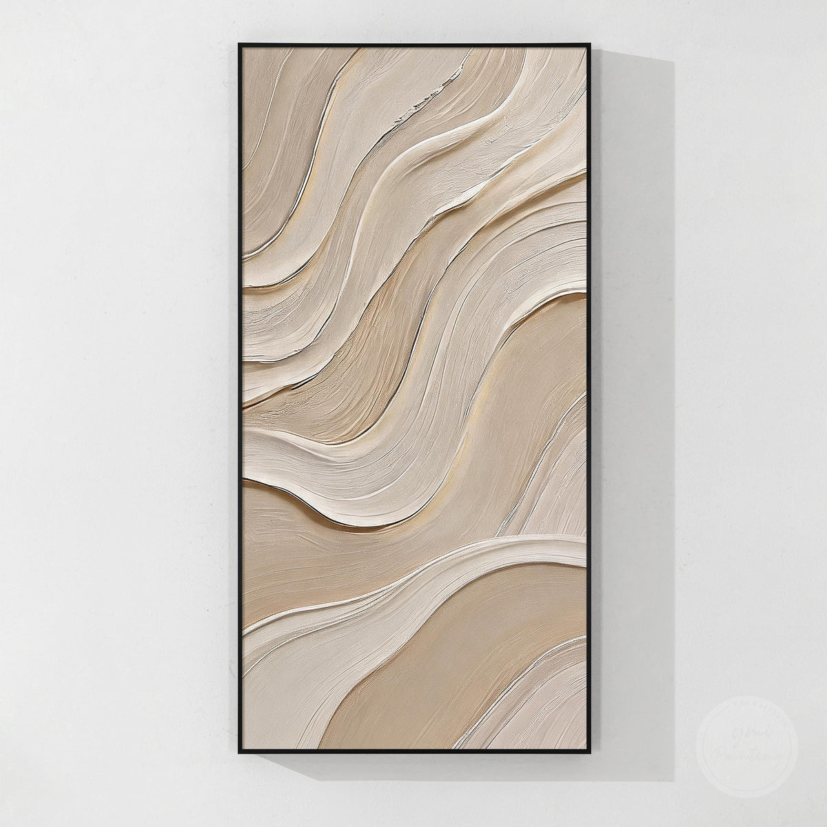 Neutral abstract wall art with organic curved lines and raised texture