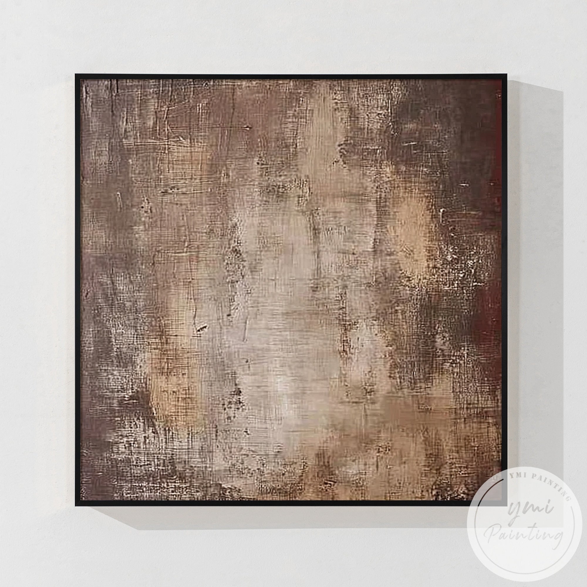 Contemporary neutral abstract wall art in open concept living and dining space