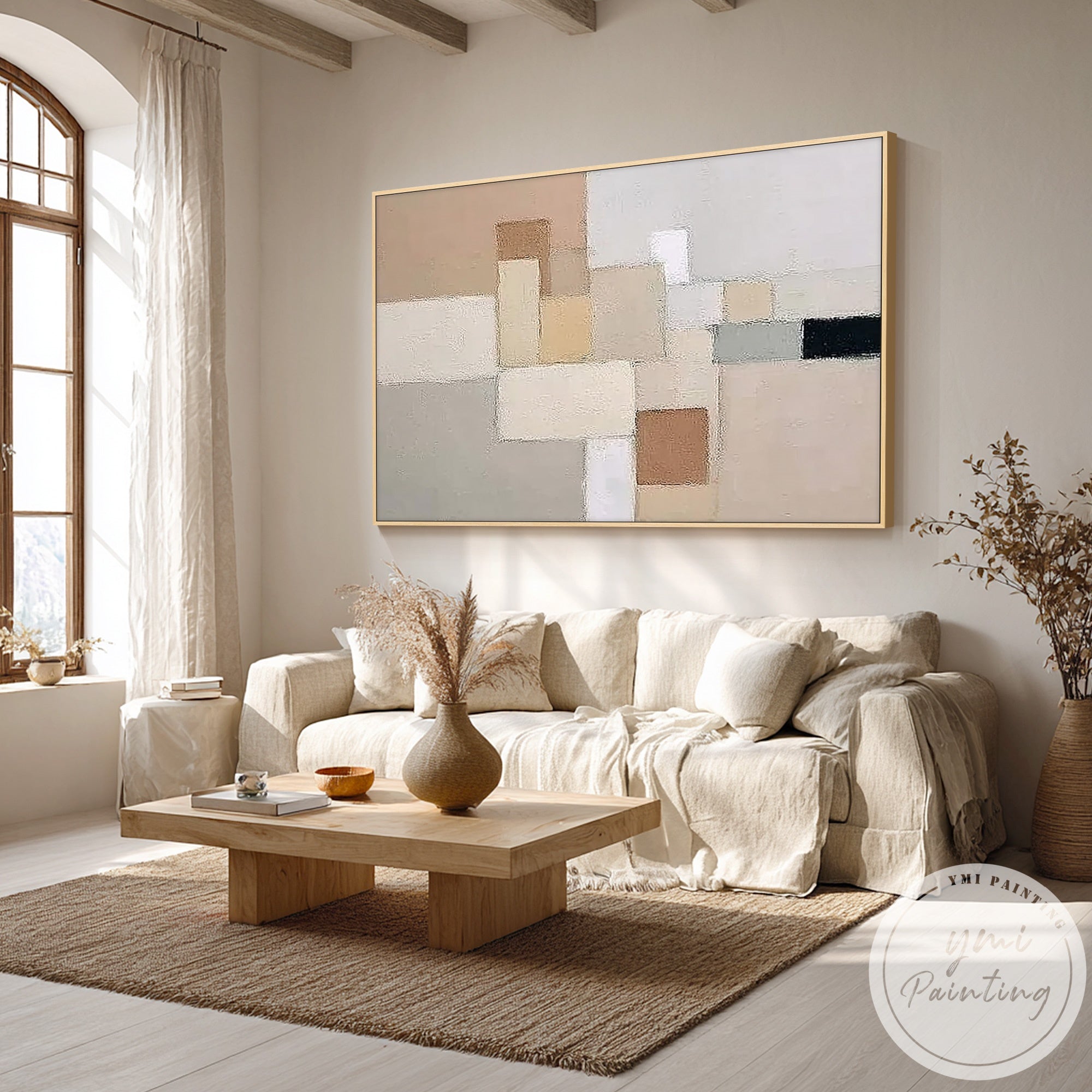 Contemporary neutral wall decor for minimalist dining room styling