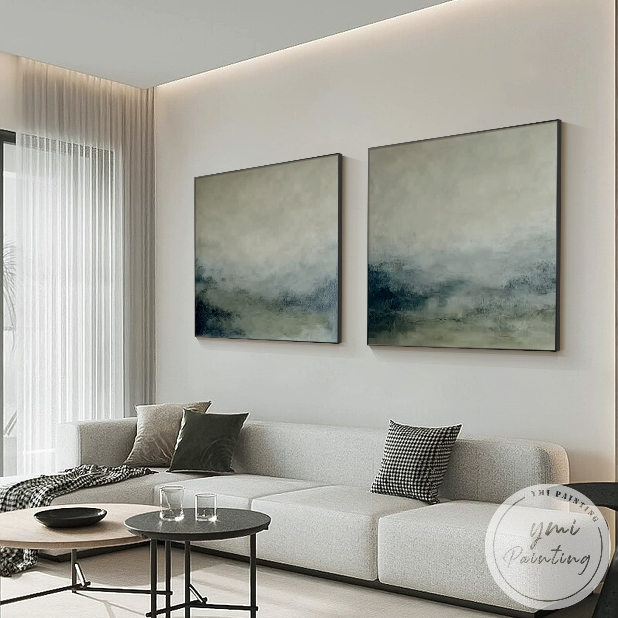 Contemporary diptych landscape wall art