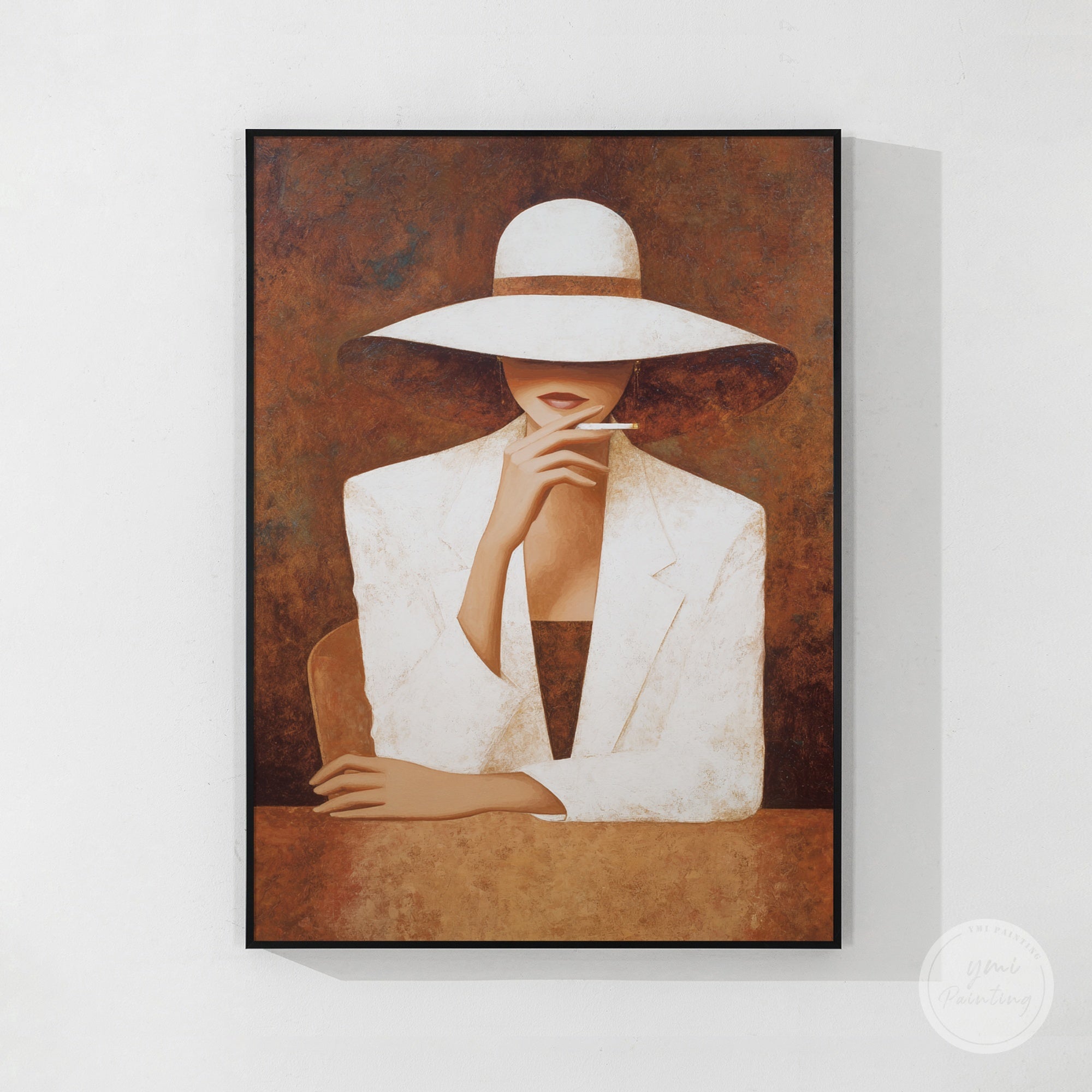 minimalist woman portrait wall art brown neutral canvas