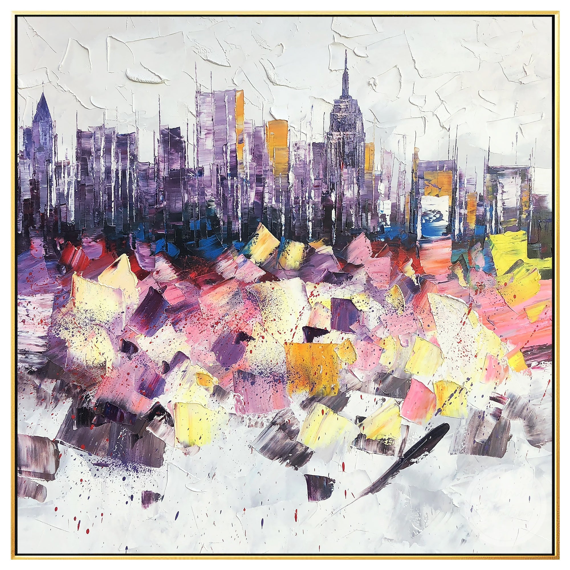 Textured modern art of New York City, perfect for urban-themed or contemporary interiors.