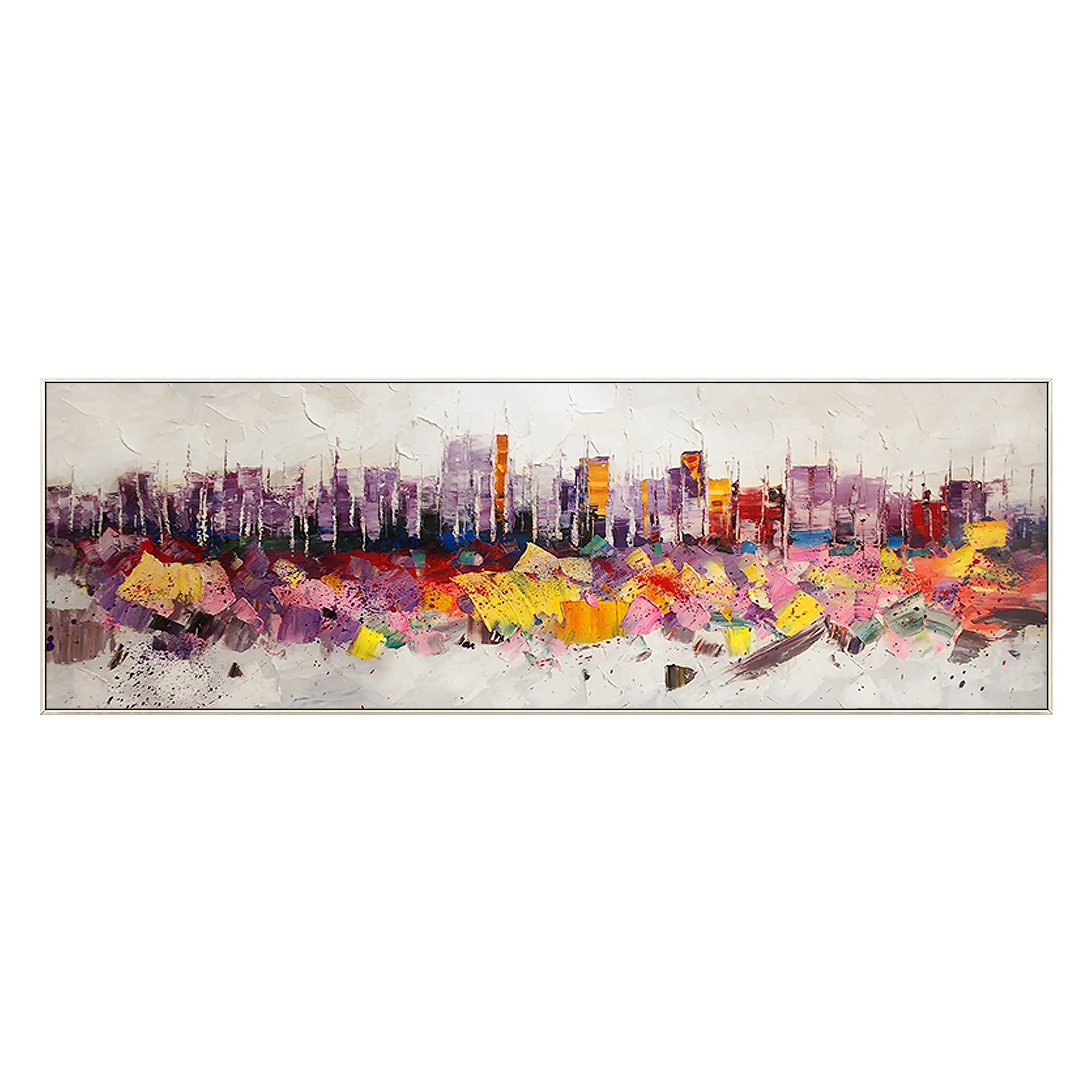 Original impasto New York skyline oil painting on canvas, with rich texture and vibrant cityscape design.