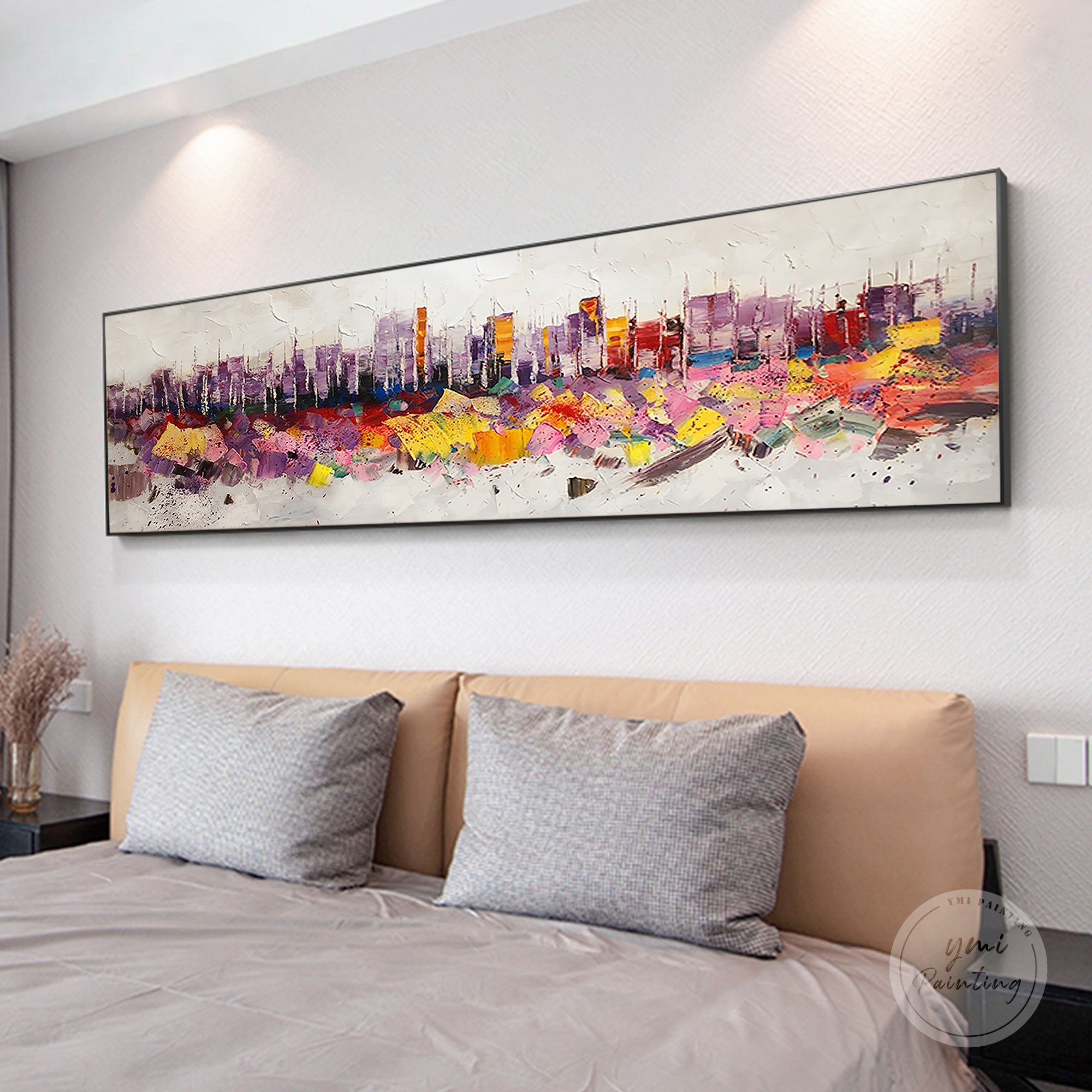 Textured New York cityscape oil painting, capturing the city's vibrancy with dynamic impasto technique.