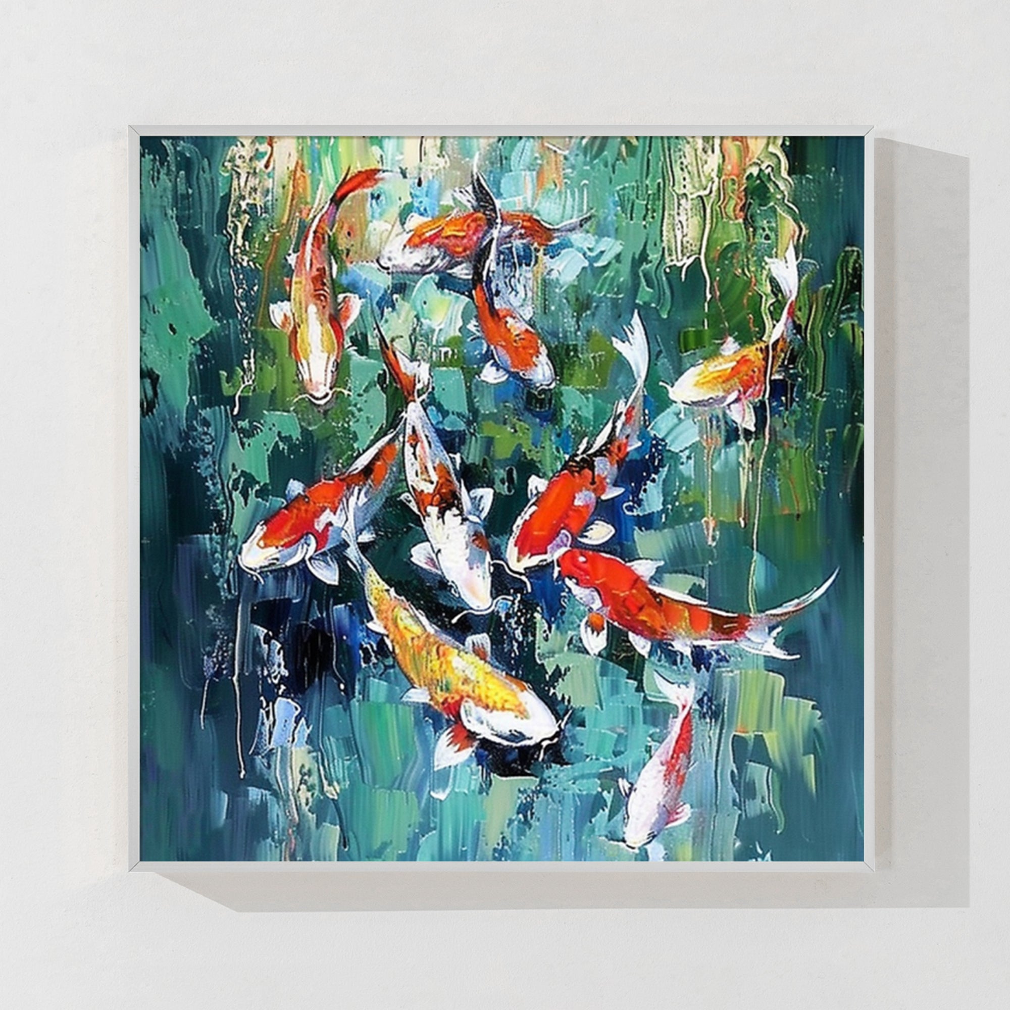 オリジナルの鯉の絵画 | 質感のある油絵風水壁アート