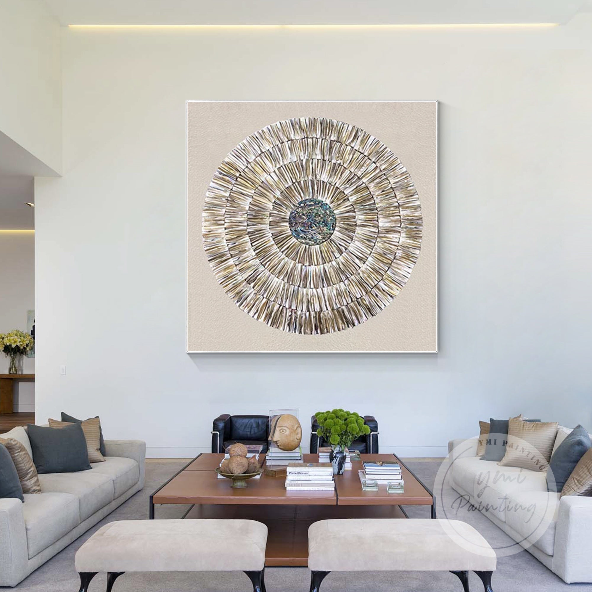 3D Wabi Sabi Oyster Shell Wall Art featuring natural sea shell textures in earthy tones.