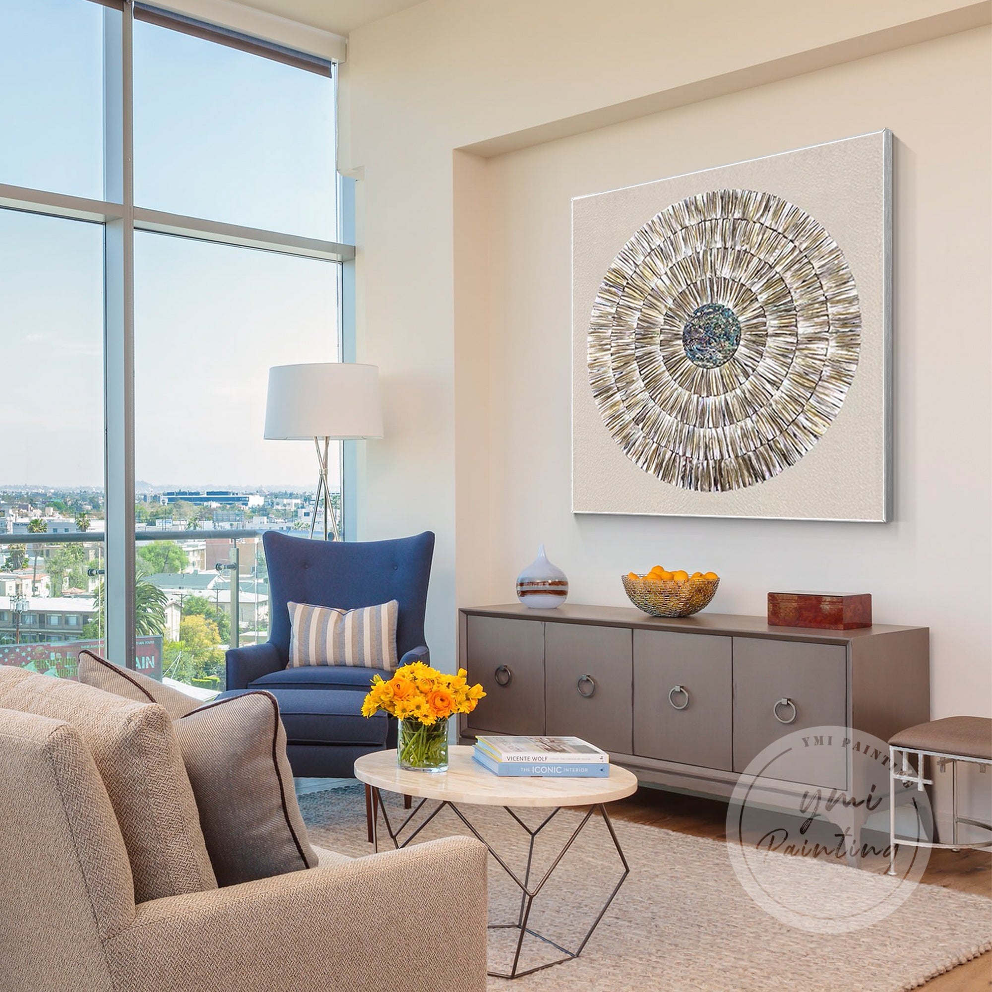 Textured 3D Oyster Art blending natural elements with Japanese wabi-sabi philosophy.