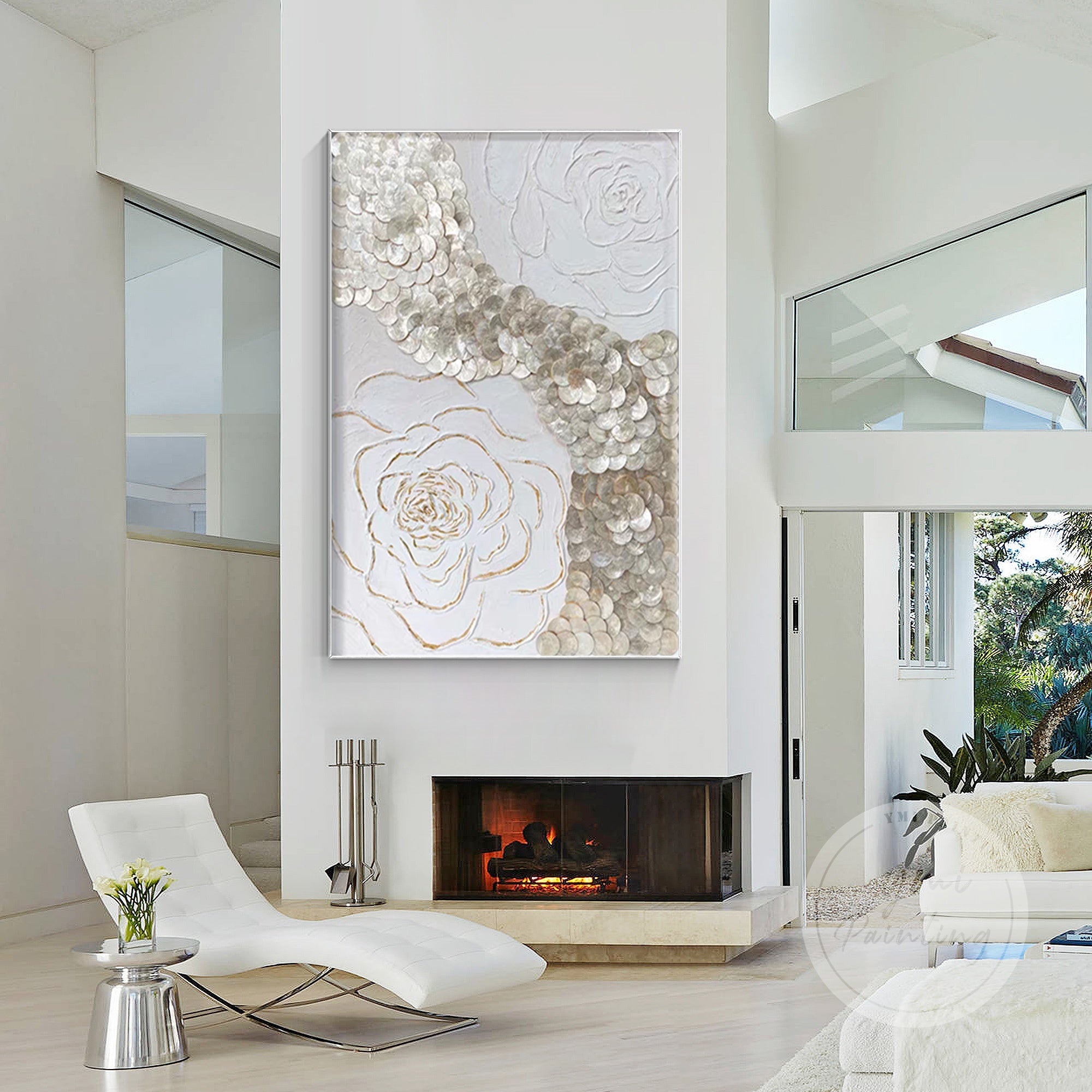 Unique 3D flower shell decor, featuring delicate petals made of capiz shells