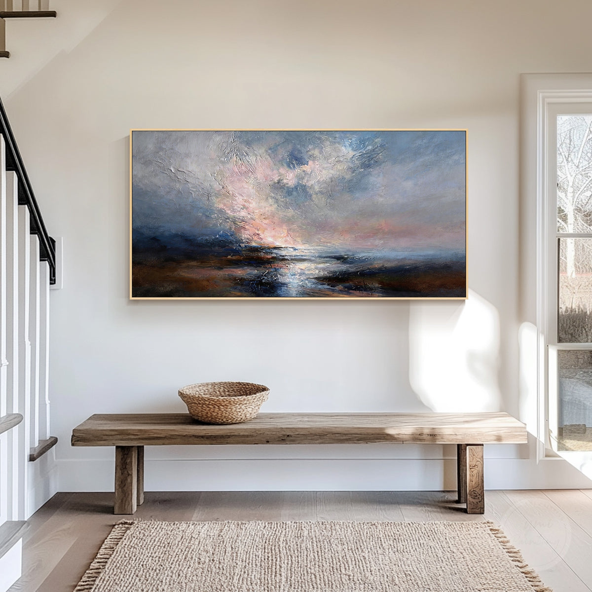 Contemporary textured ocean painting inspired by coastal landscapes