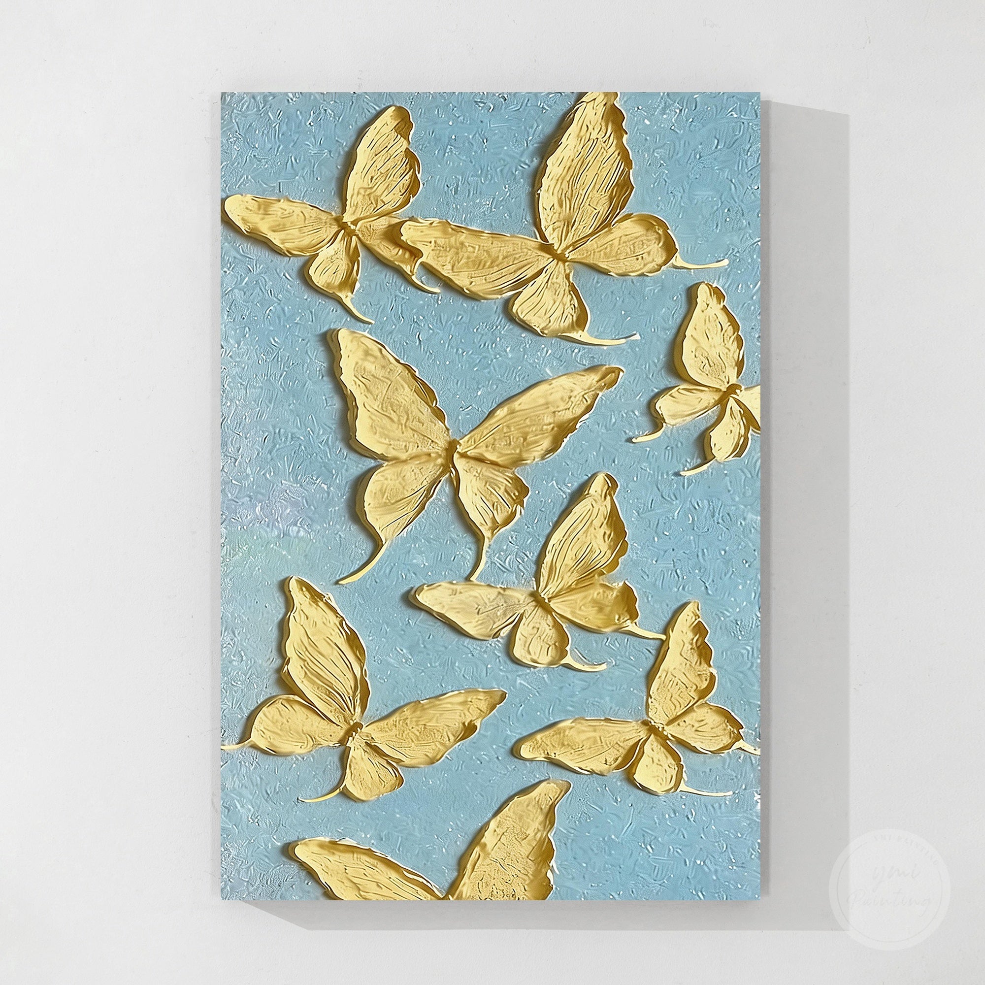 Soft yellow butterfly 3D textured wall art canvas