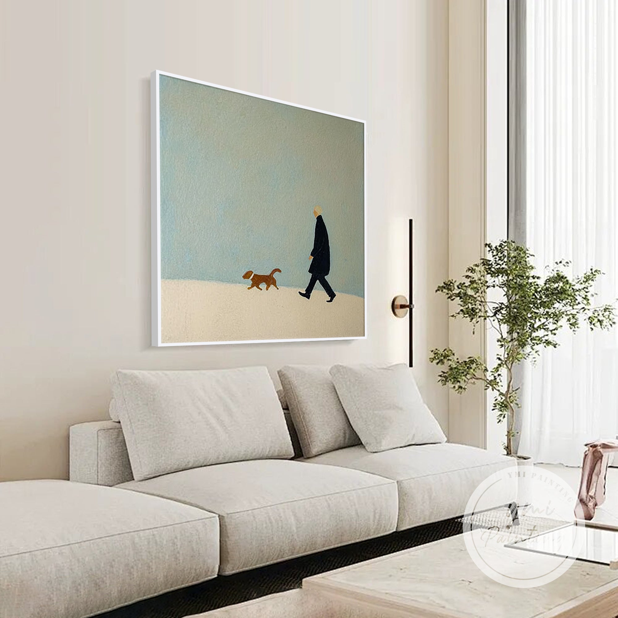 Contemporary minimalist art for dining area decor.